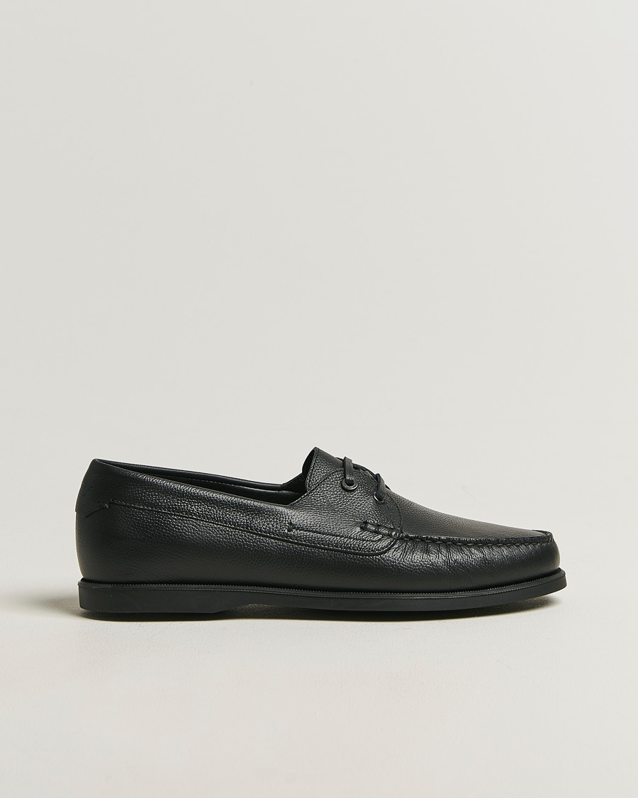 Men | Boat Shoes | Brioni | Grain Leather Boat Shoes Black Calf
