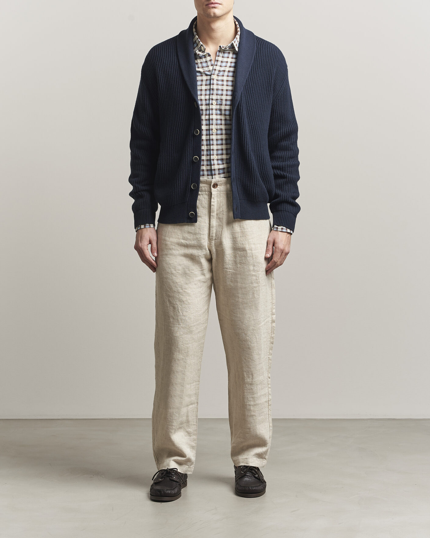 Men | Sweaters & Knitwear | Altea | Cotton/Cashmere Shawl Cardigan Navy
