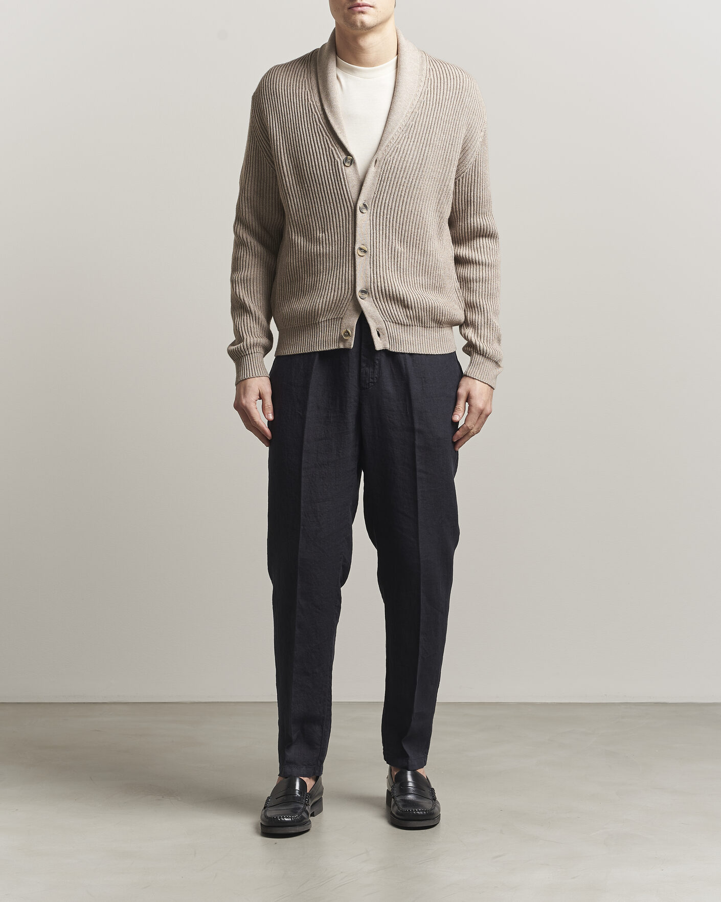 Men | Sweaters & Knitwear | Altea | Cotton/Cashmere Shawl Cardigan Taupe