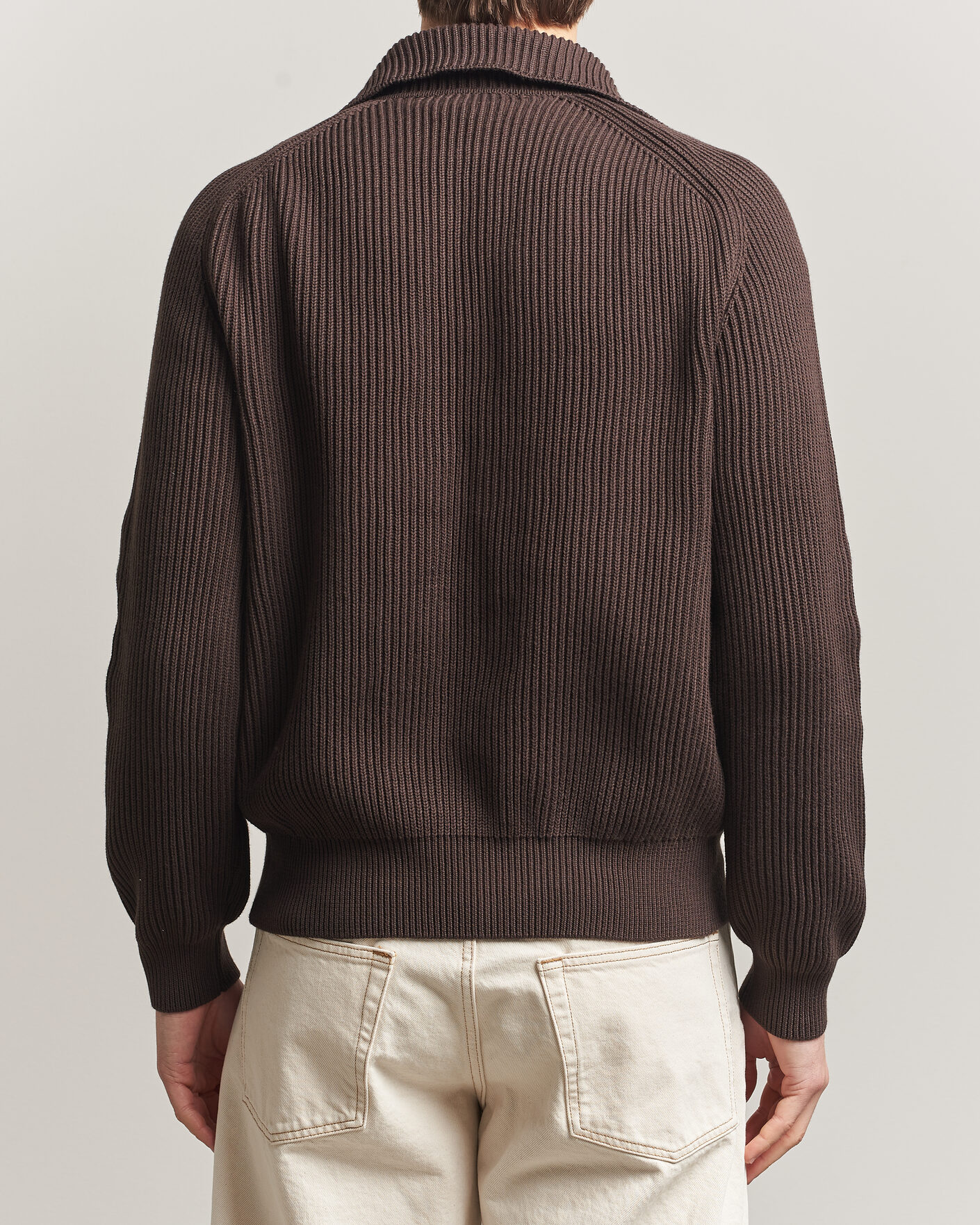Men | Sweaters & Knitwear | Altea | Cotton Rib Cardigan Jacket Dark Brown