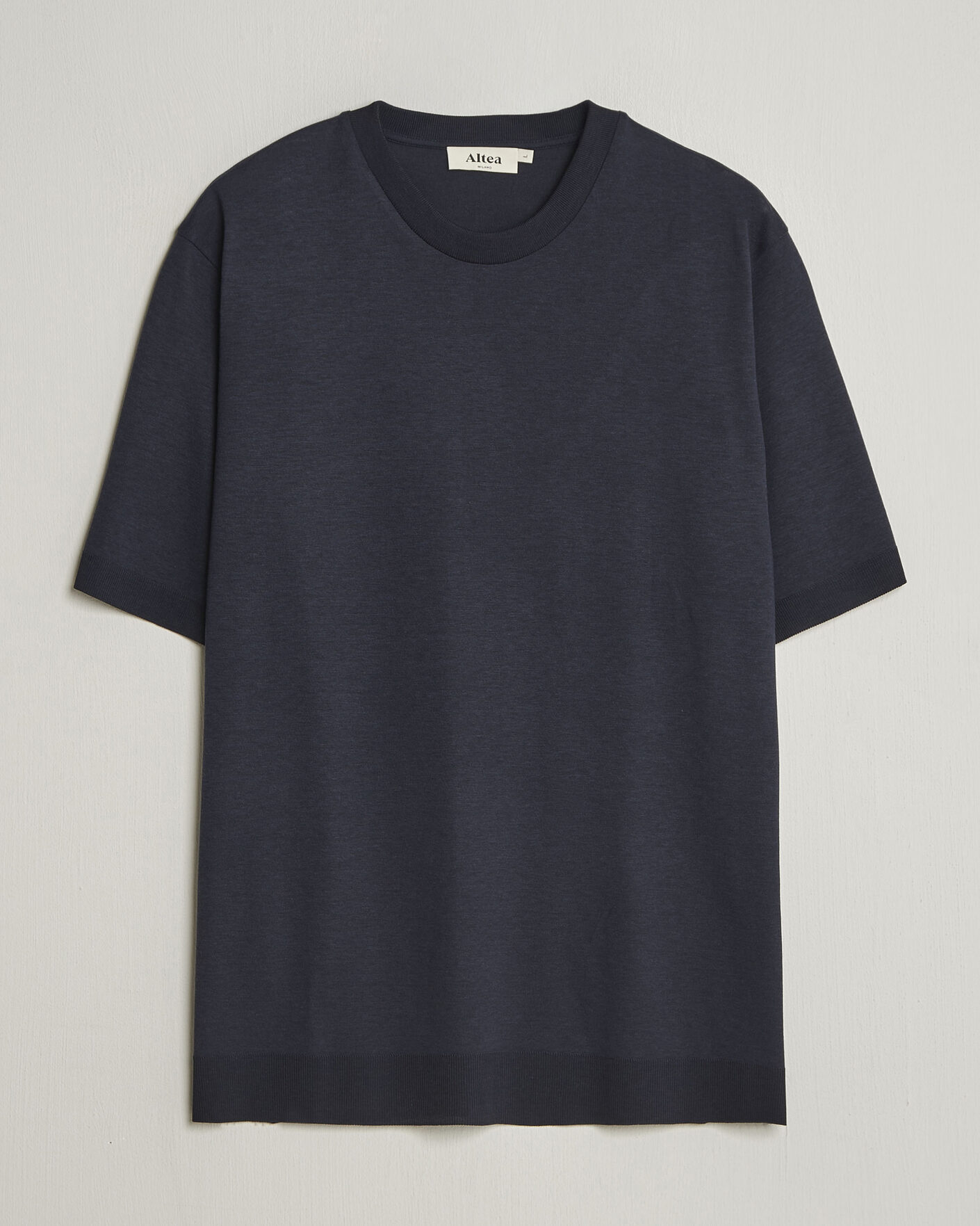 Men | T-Shirts | Altea | Cotton/Stretch Knitted T-Shirt Navy