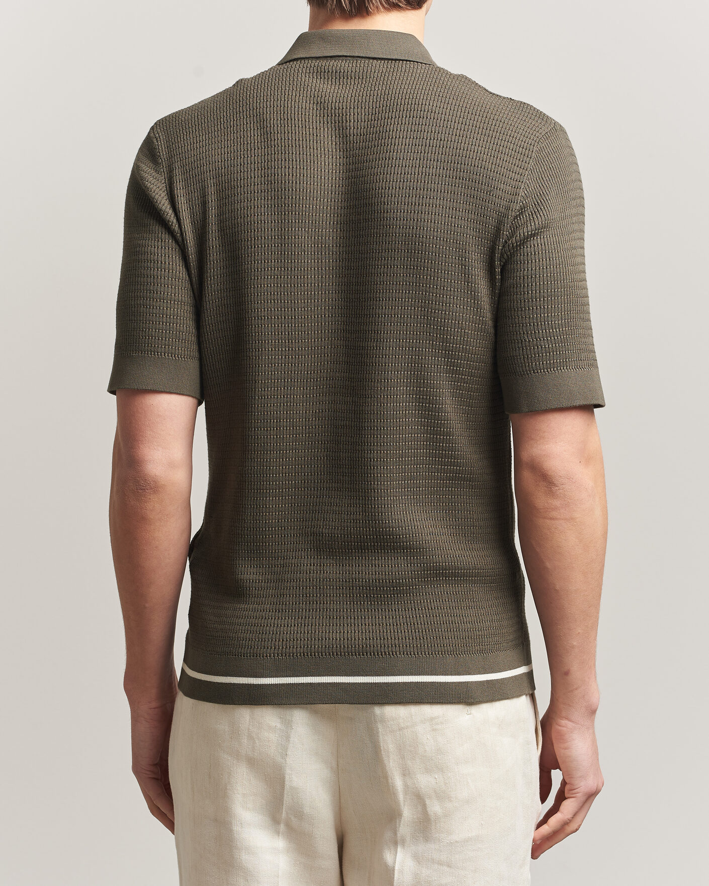 Men | Shirts | Altea | Bamboo Stitch Knitted Camp Shirt Dark Green