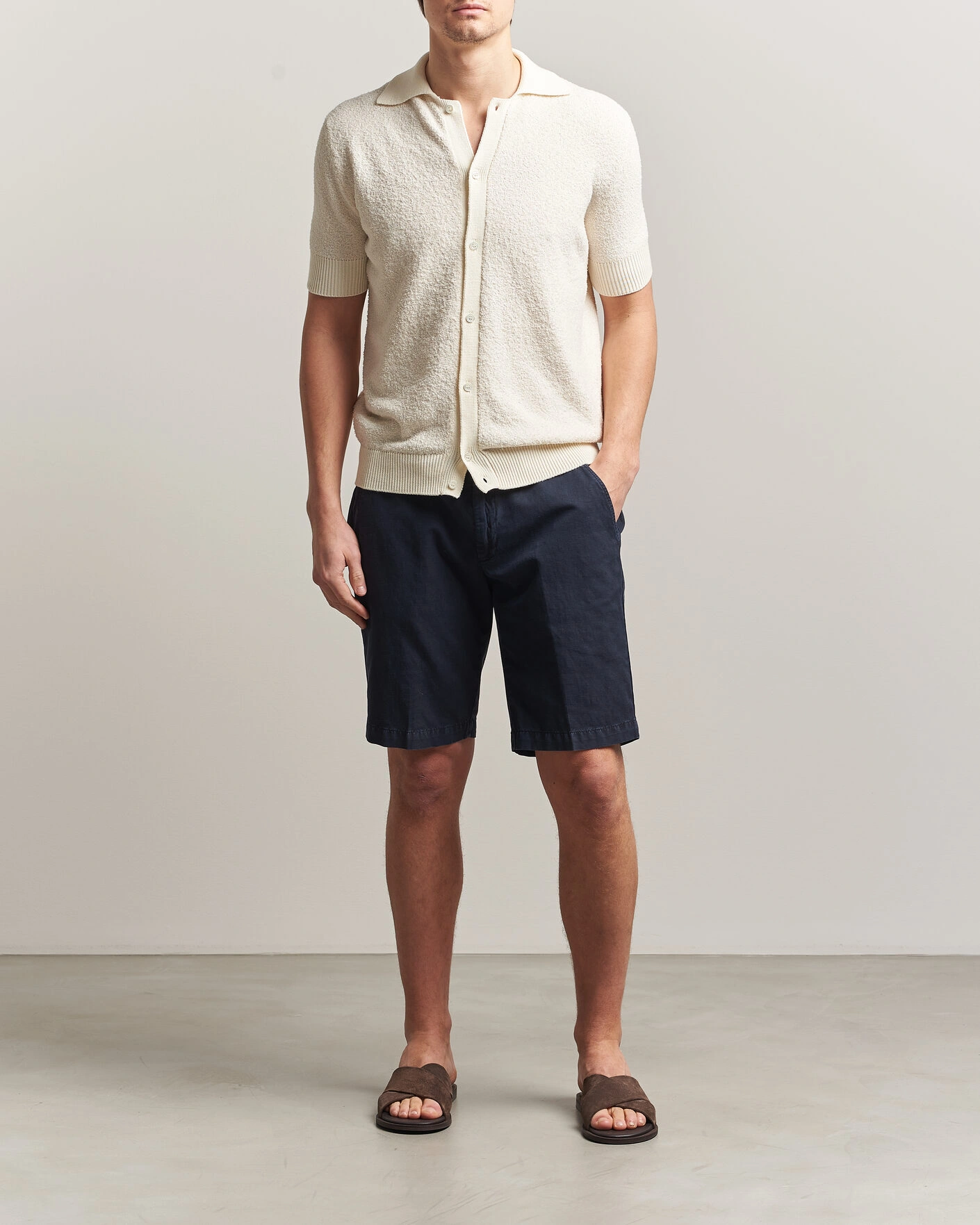 Men | Shirts | Altea | Soft Boucle Resort Shirt Off White