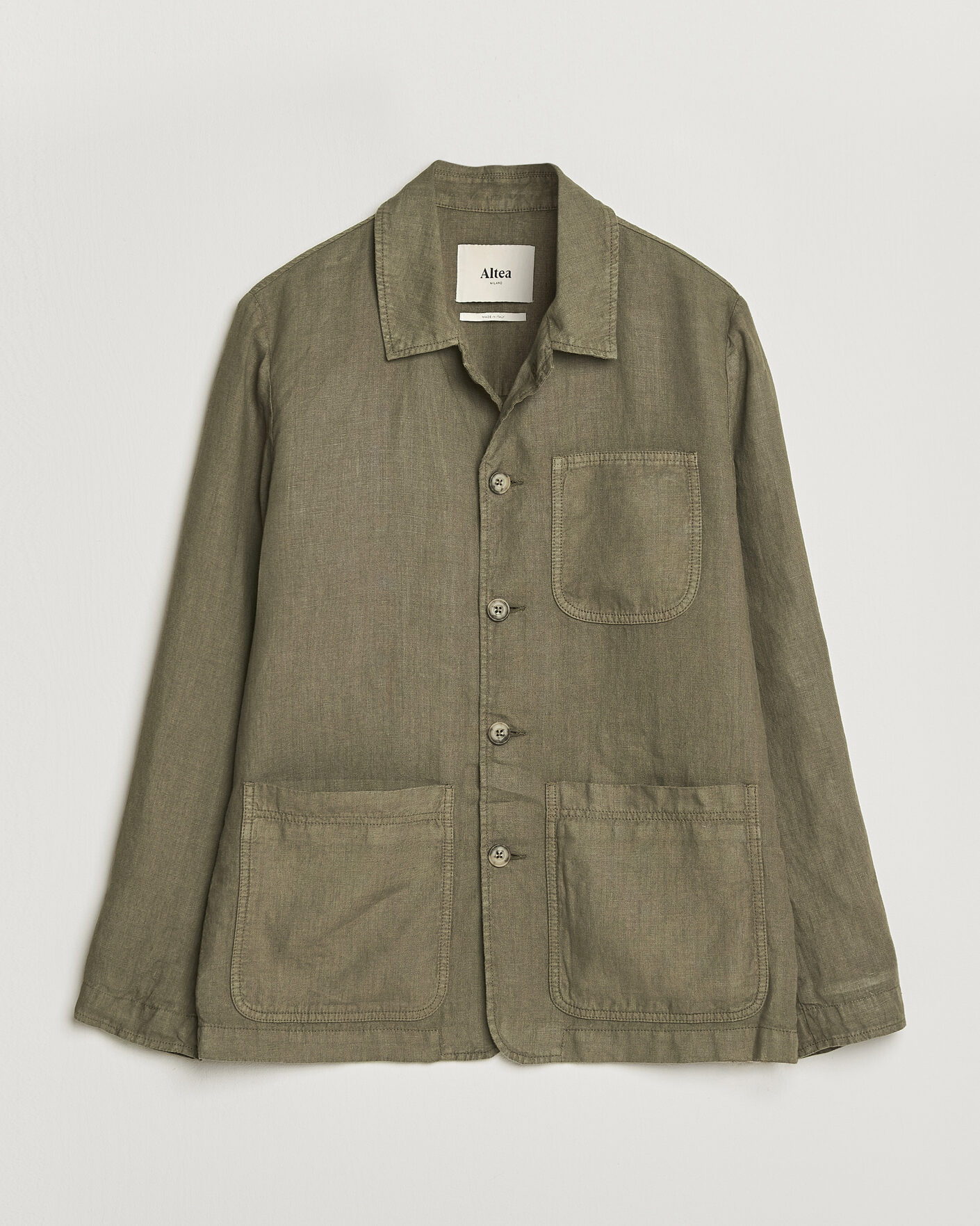 Men | Coats & Jackets | Altea | Linen Chore Jacket Military