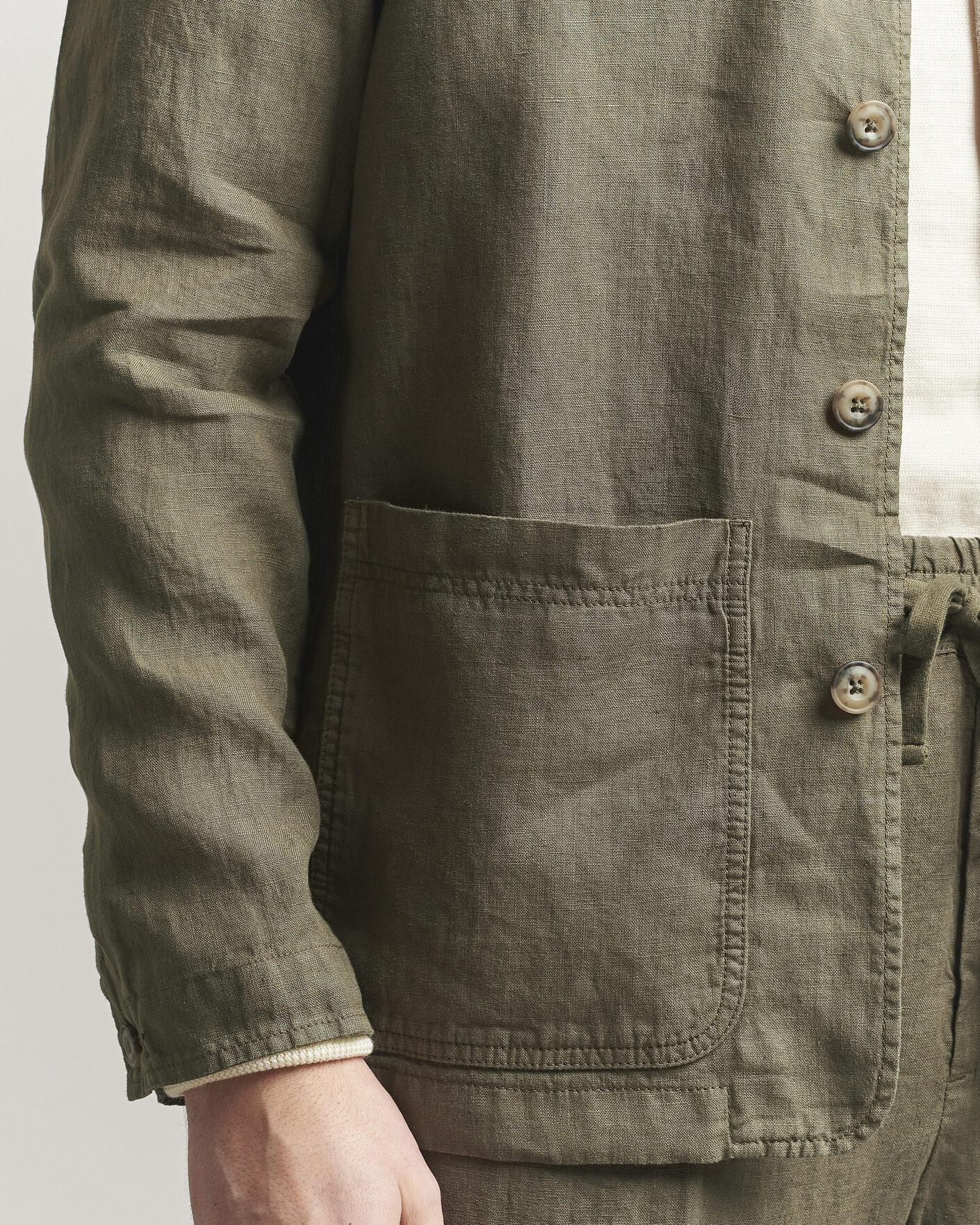 Men | Coats & Jackets | Altea | Linen Chore Jacket Military
