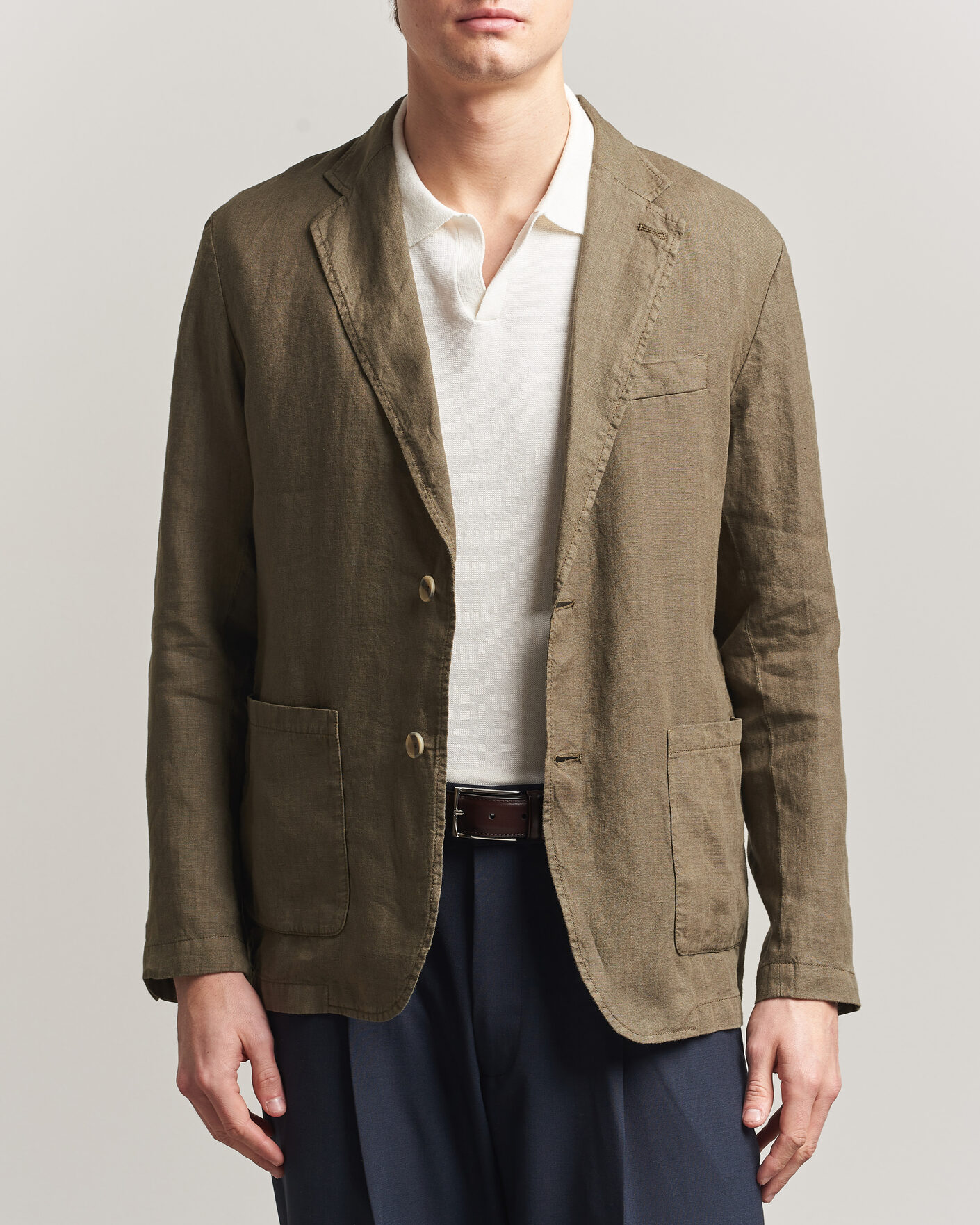 Men | Blazers | Altea | Linen Blazer Military