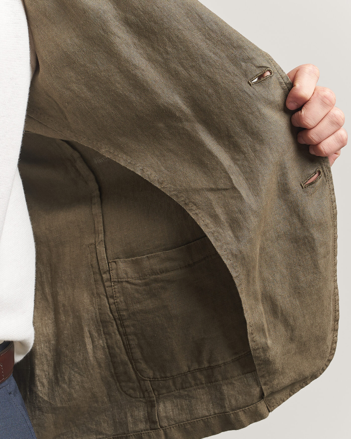 Men | Blazers | Altea | Linen Blazer Military