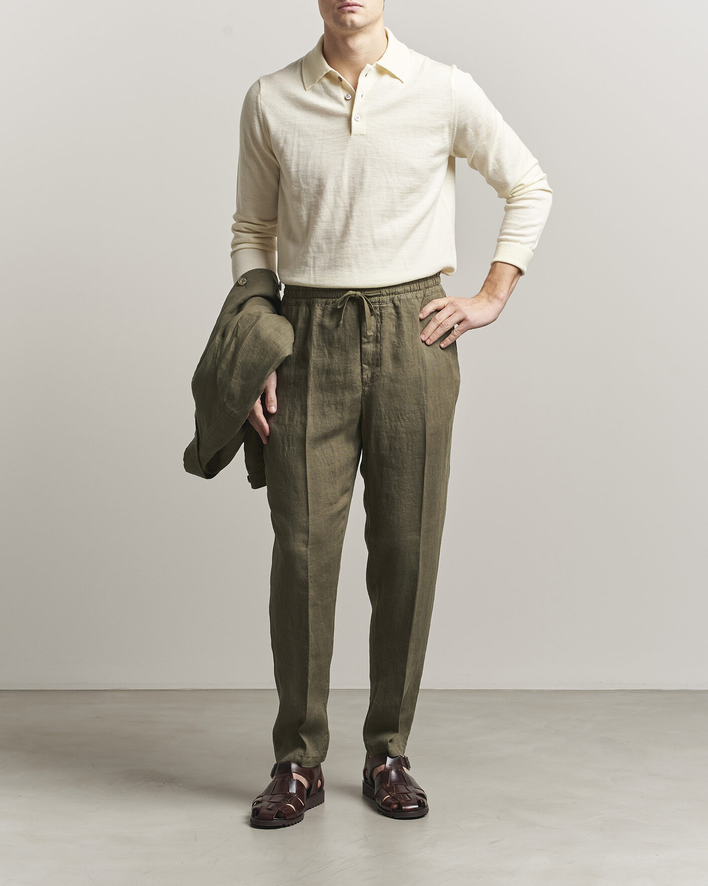 Men | Trousers | Altea | Linen Pants Military