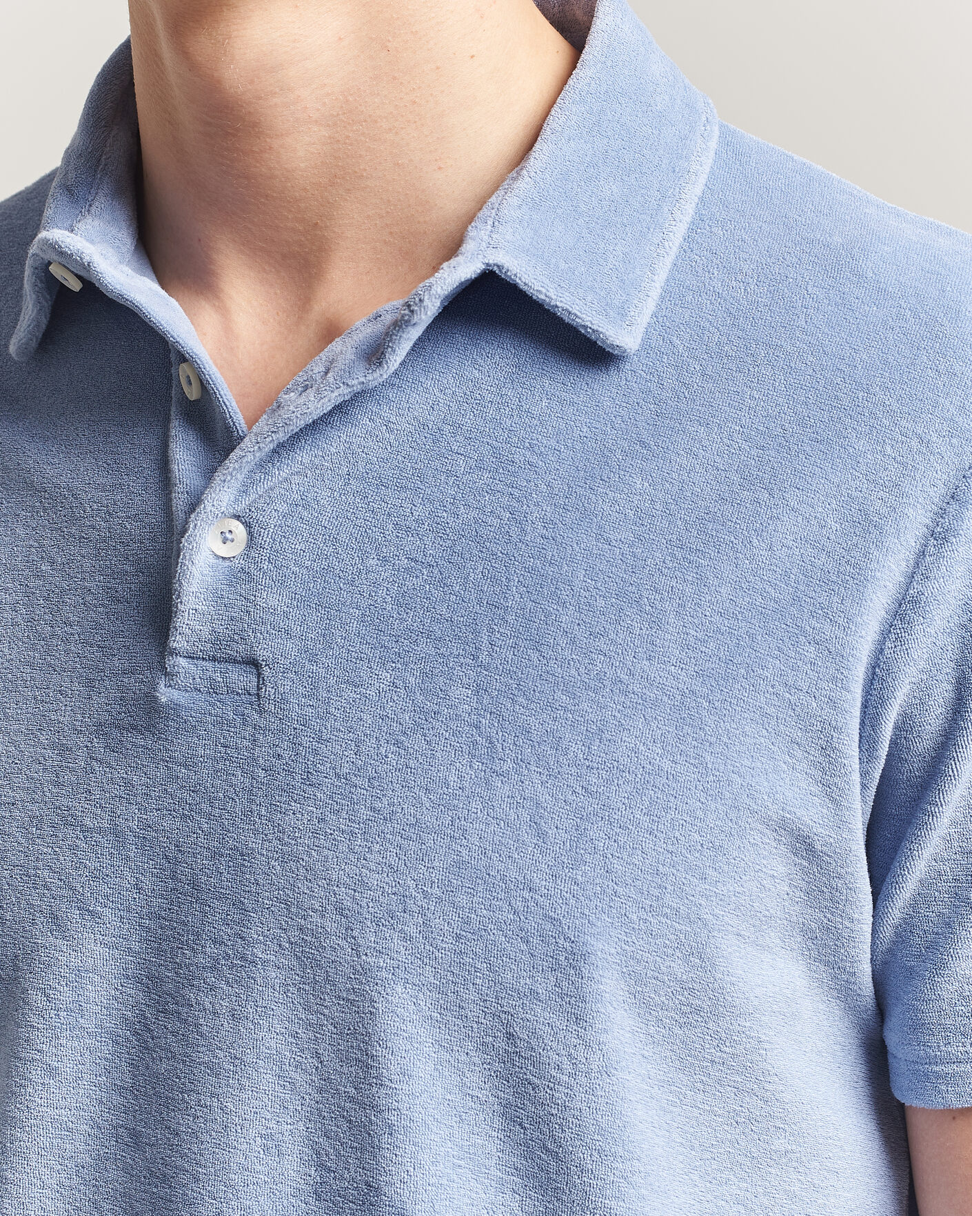Men | Polo Shirts | Altea | Terry Cotton Polo Light Blue
