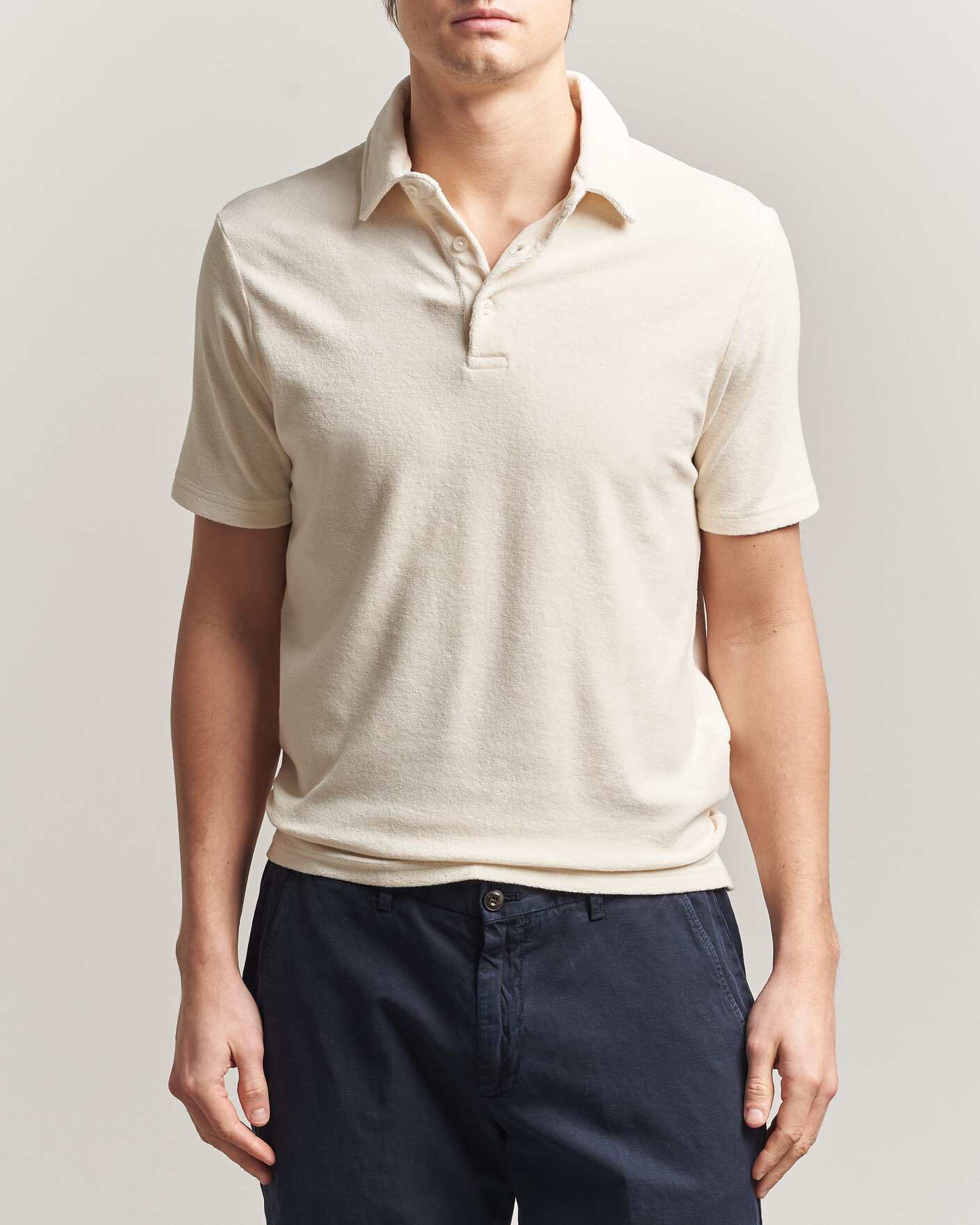 Men | Polo Shirts | Altea | Terry Cotton Polo Off White