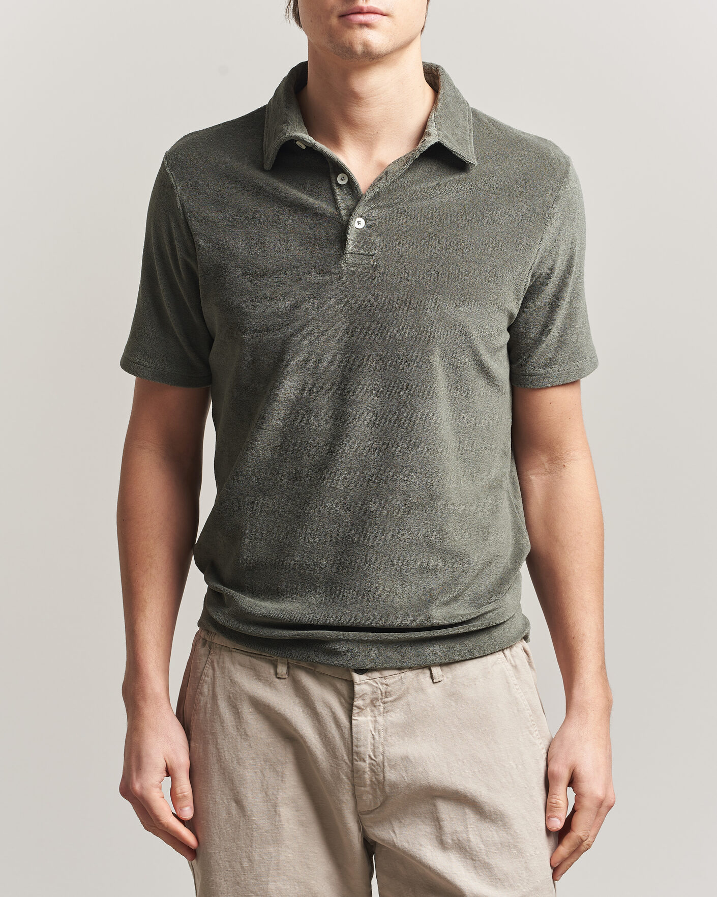 Men | Polo Shirts | Altea | Terry Cotton Polo Olive