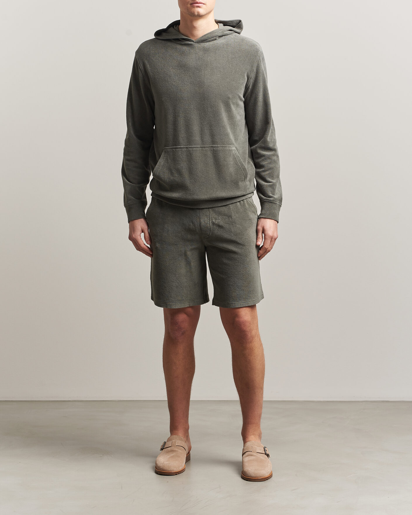Men | Shorts | Altea | Terry Drawstring Shorts Olive