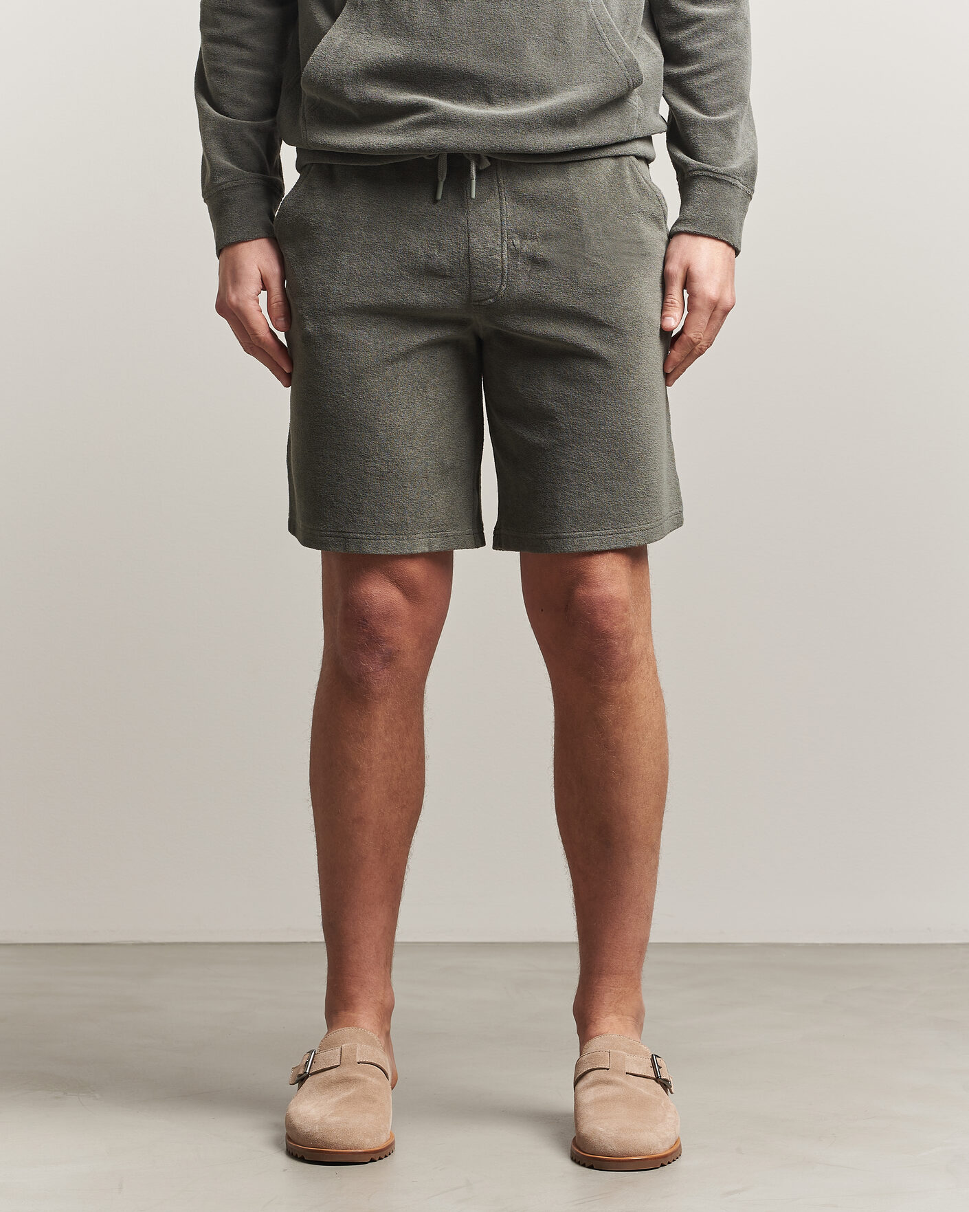 Men | Shorts | Altea | Terry Drawstring Shorts Olive