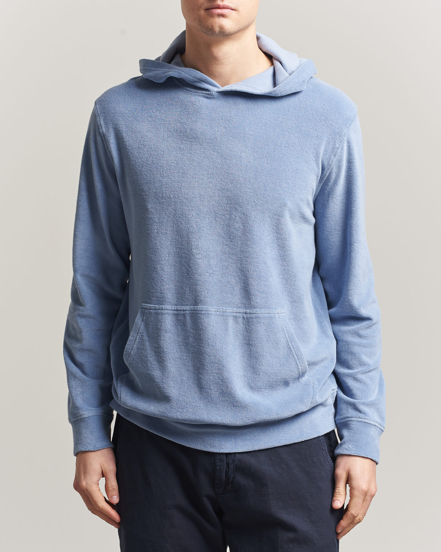 Men | Sweaters & Knitwear | Altea | Terry Cotton Hoodie Light Blue