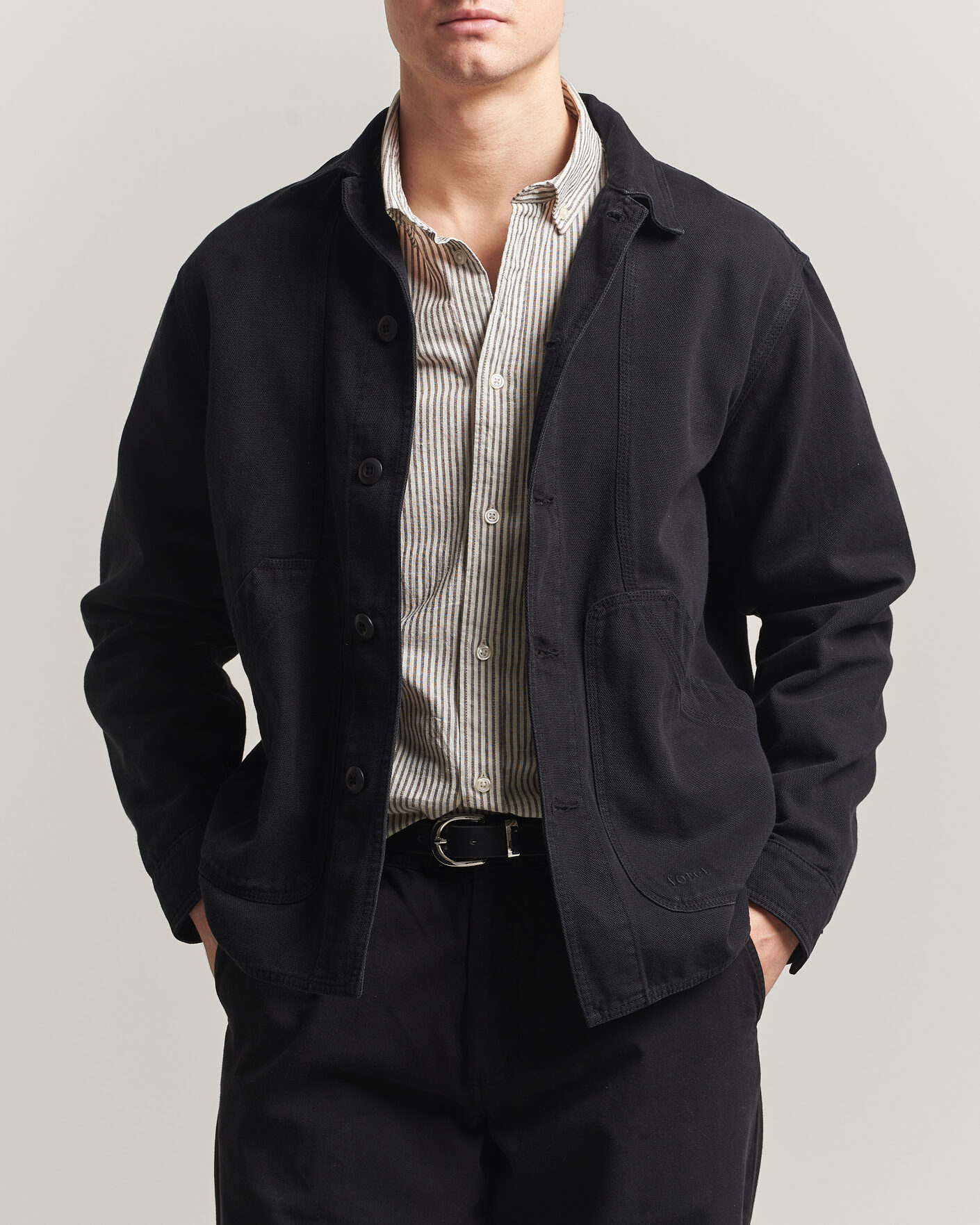 Men | Shirts | Forét | Berry Canvas Overshirt Black