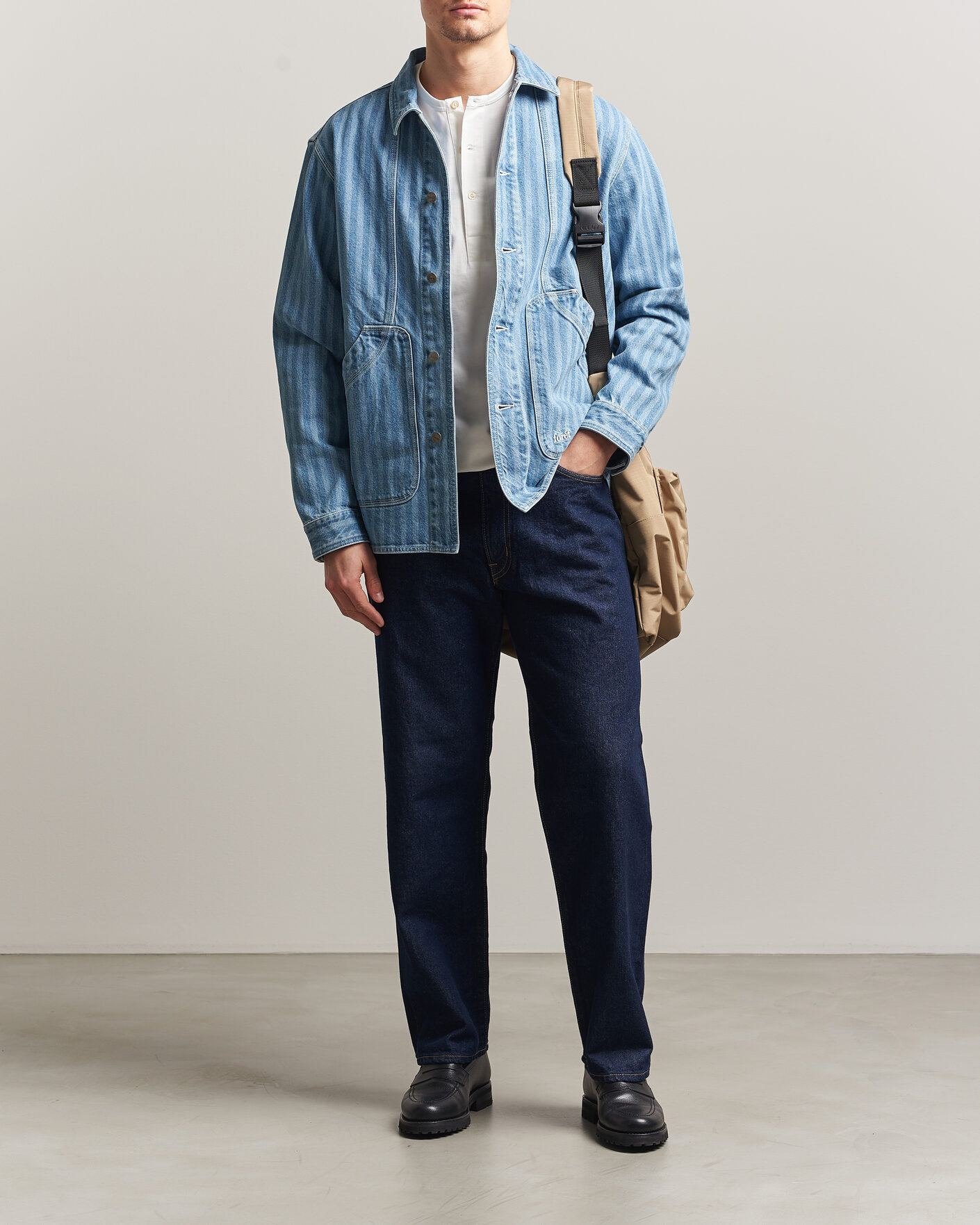 Men | Shirts | Forét | Berry Denim Overshirt Striped Denim