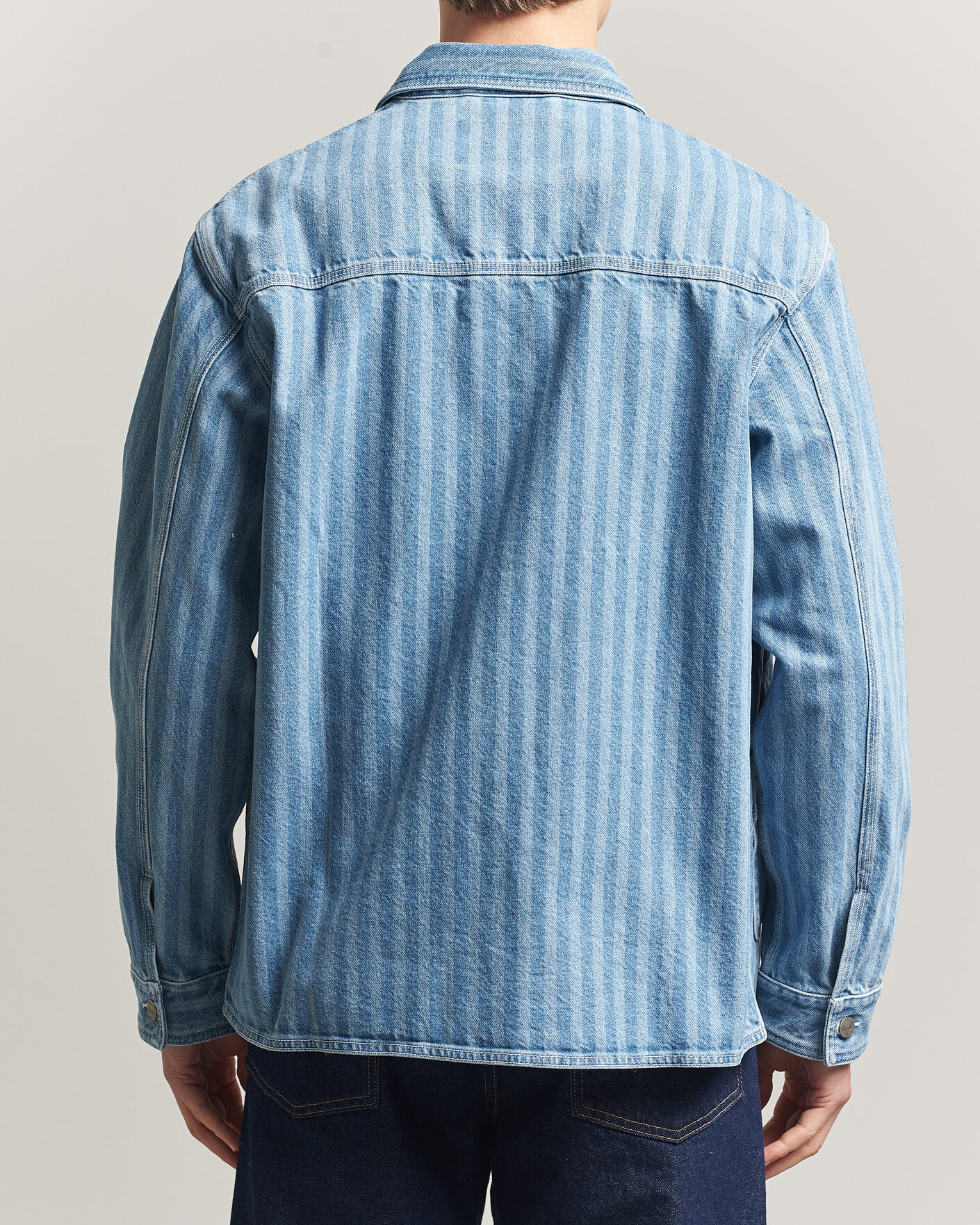 Men | Shirts | Forét | Berry Denim Overshirt Striped Denim