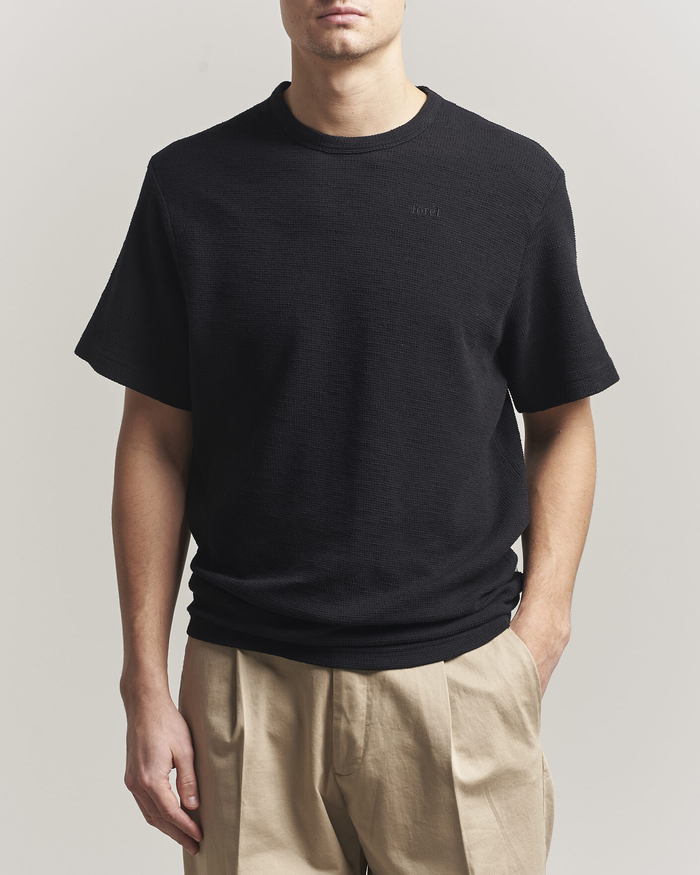 Men | T-Shirts | Forét | Fir Structured T-Shirt Black