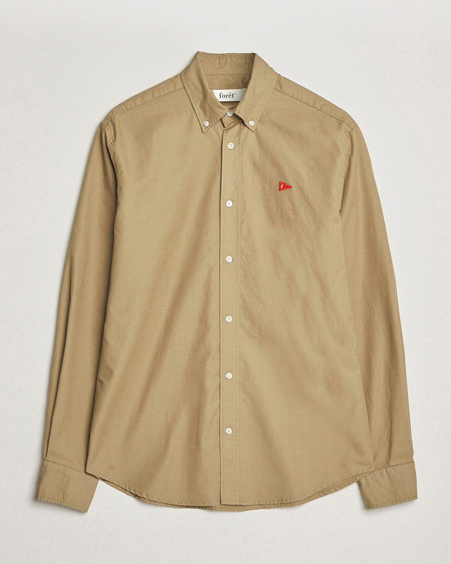 Men | Shirts | Forét | Flag Regular Fit Oxford Shirt Khaki