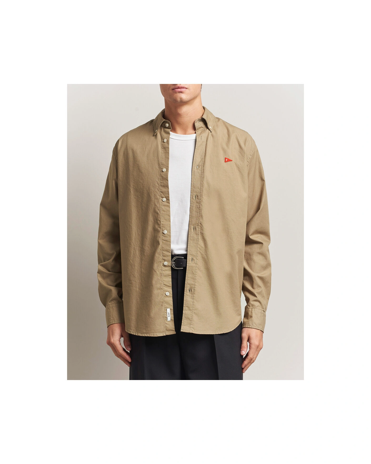 Men | Shirts | Forét | Flag Regular Fit Oxford Shirt Khaki