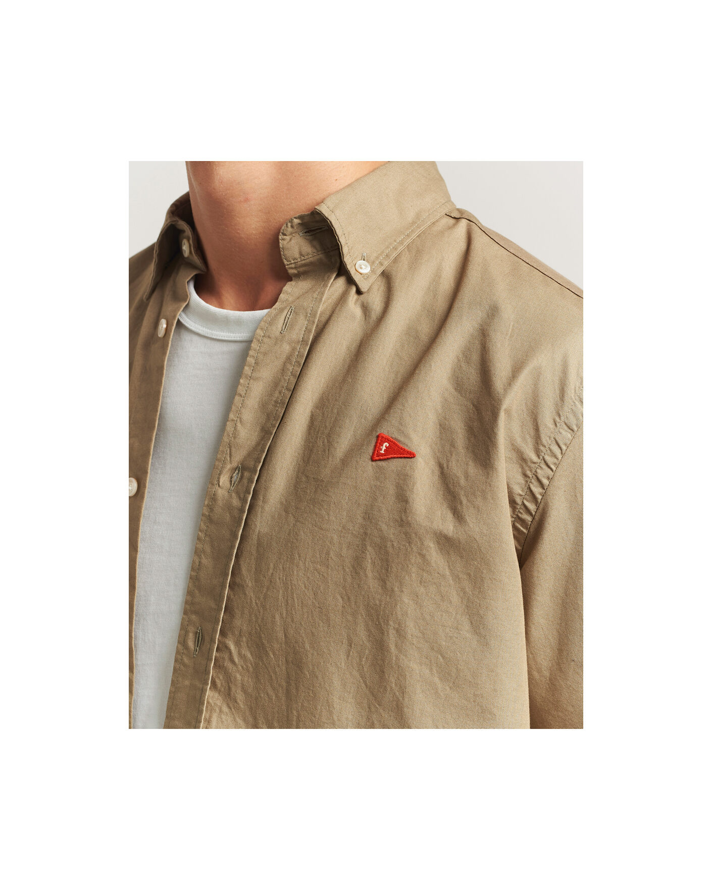 Men | Shirts | Forét | Flag Regular Fit Oxford Shirt Khaki