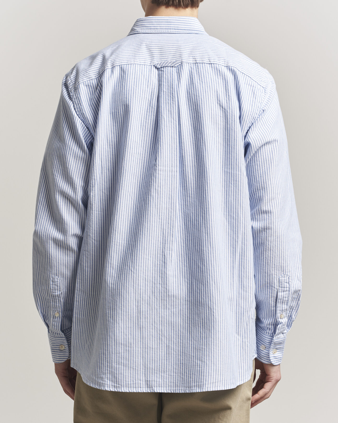 Men | Shirts | Forét | Flag Regular Fit Pocket Oxford Shirt Blue Stripe