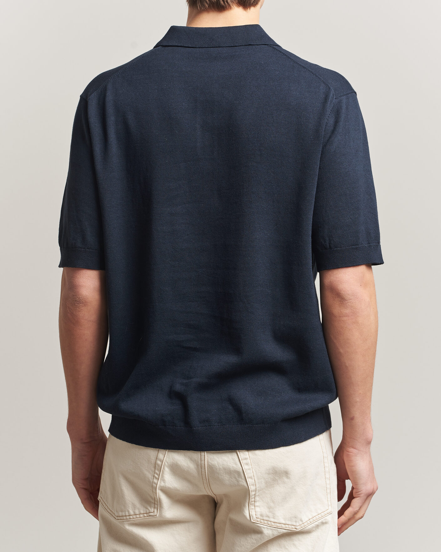 Men | Polo Shirts | Forét | Sea Cotton/Linen Polo Navy