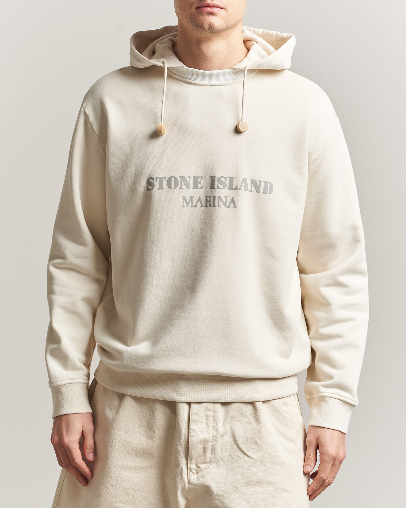 Men | Sweaters & Knitwear | Stone Island | Marina Cotton Fleece Hood Ivory