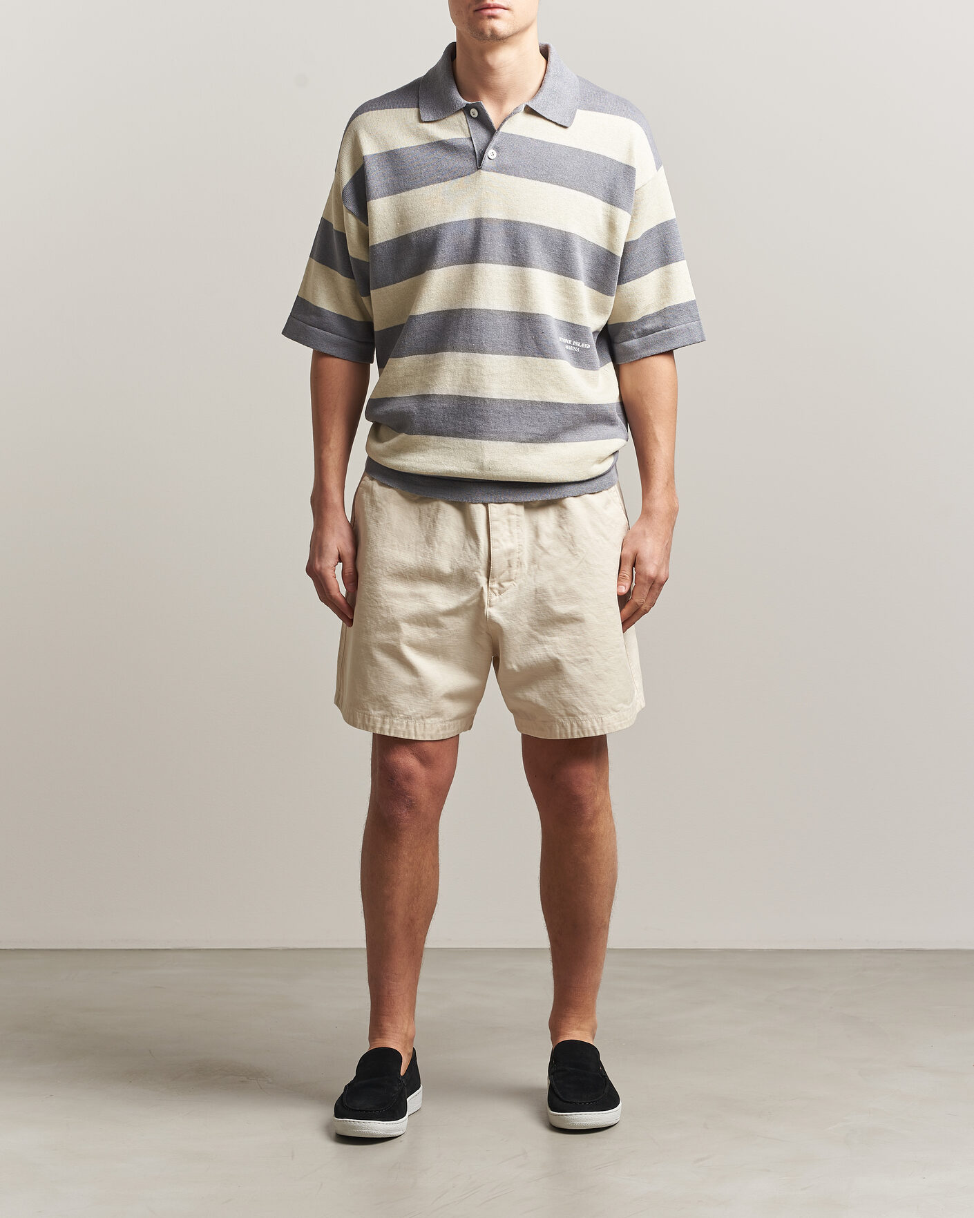 Men | Polo Shirts | Stone Island | Marina Knitted Cotton/Linen Polo Ivory Melange