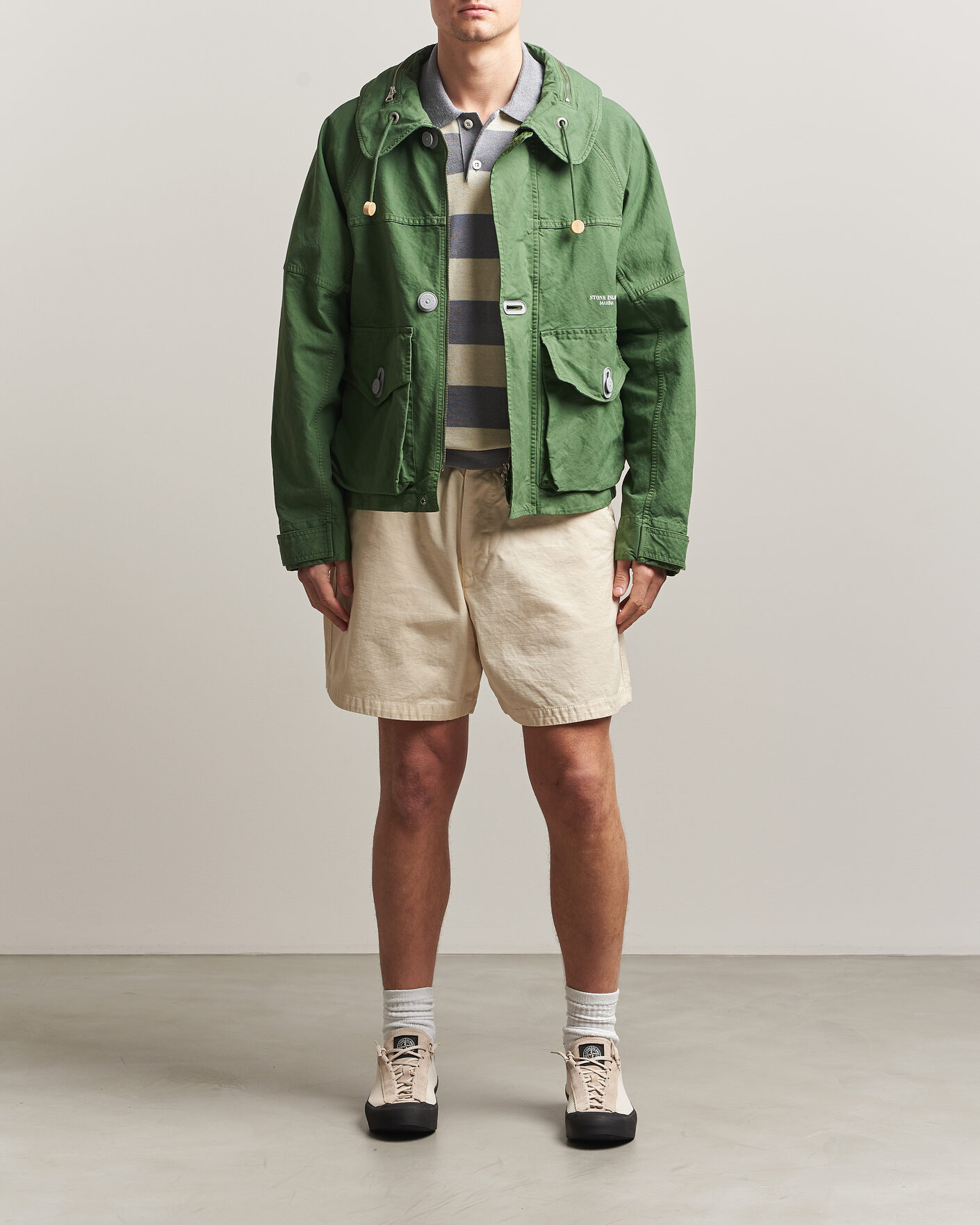 Men | Coats & Jackets | Stone Island | Marina Panama Weave Coach Jacket Quartz Green