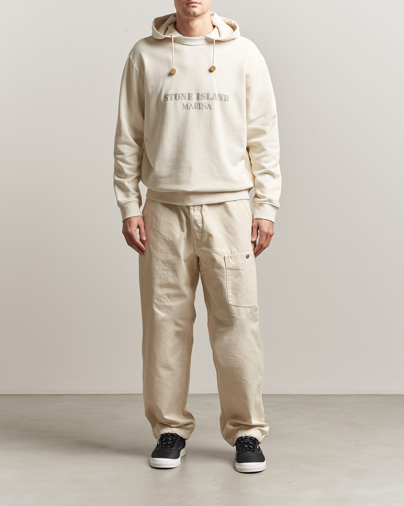 Men | Trousers | Stone Island | Marina Cotton Twill Trousers Ivory