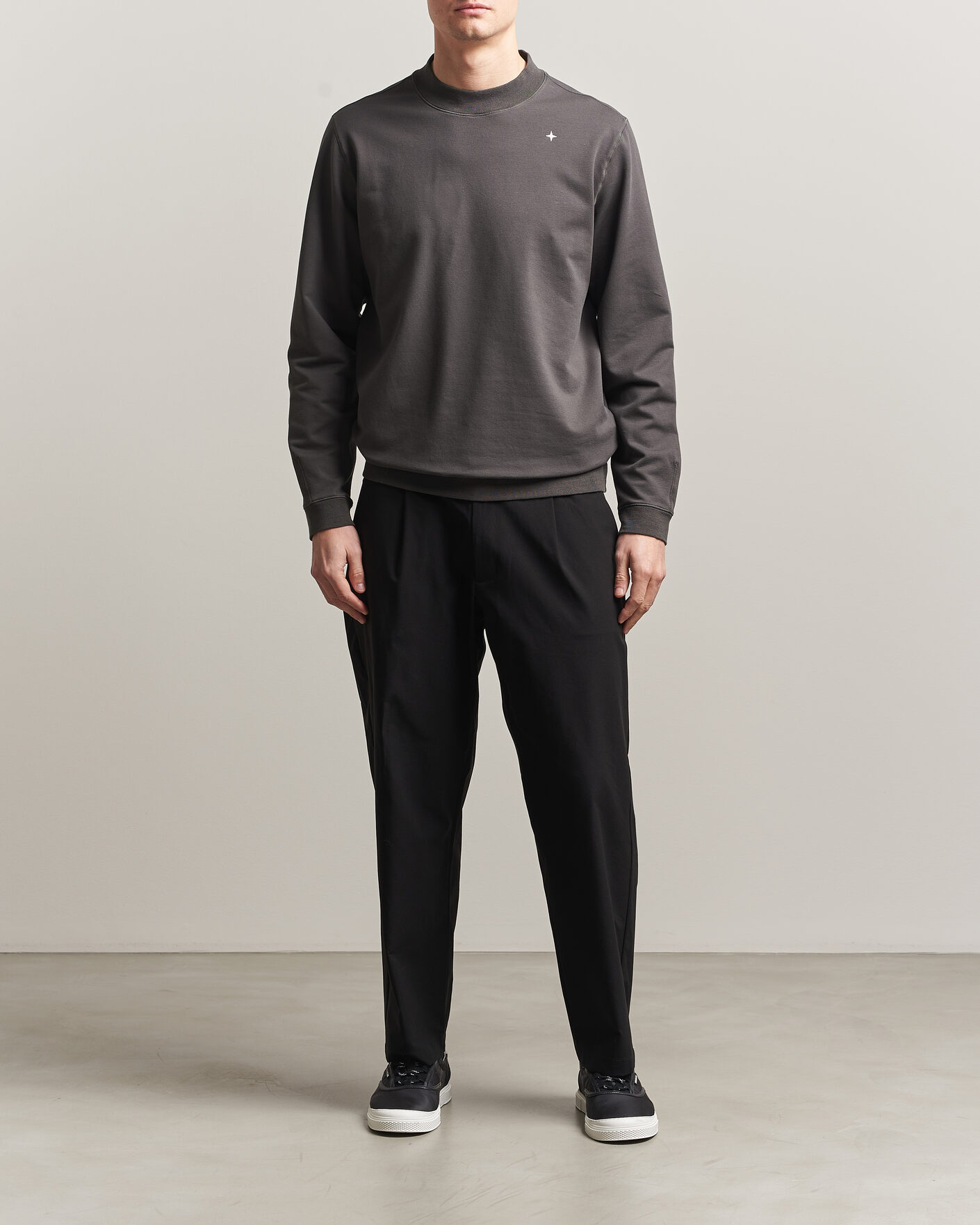 Men | Sweaters & Knitwear | Stone Island | Stellina Cotton Sweatshirt Charcoal