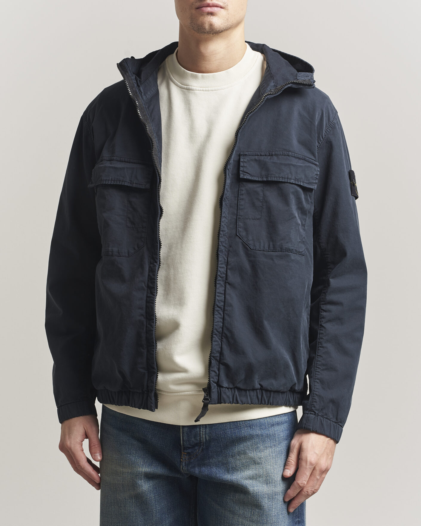Men | Coats & Jackets | Stone Island | Stretch Cotton Twill Hood Jacket Navy