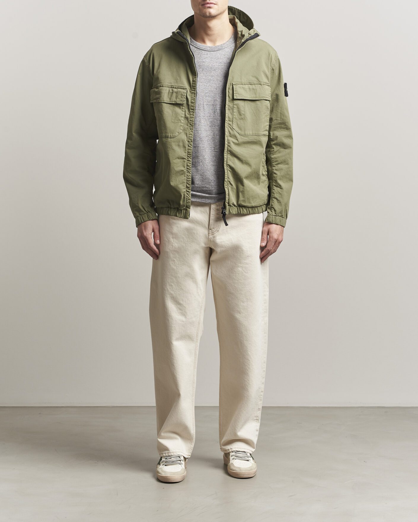 Men | Coats & Jackets | Stone Island | Stretch Cotton Twill Hood Jacket Military Green