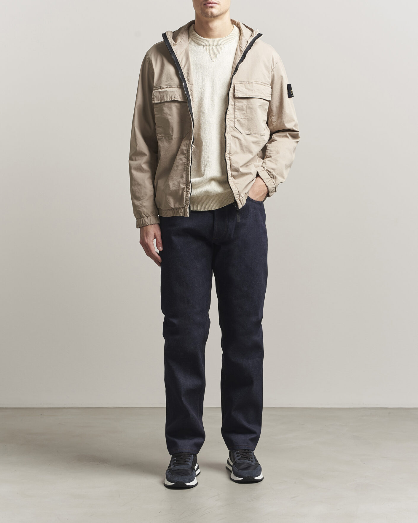 Men | Coats & Jackets | Stone Island | Stretch Cotton Twill Hood Jacket Desert