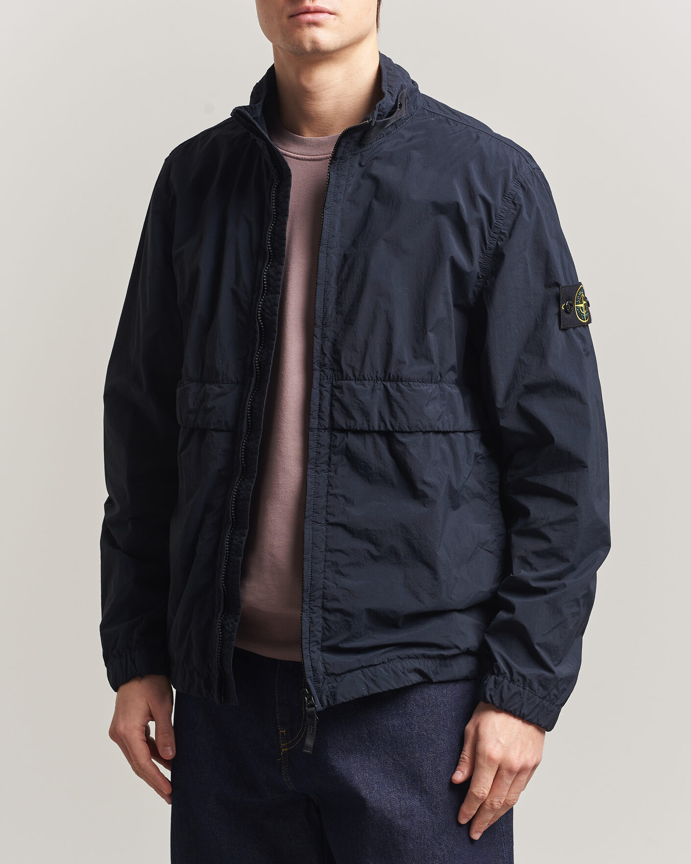 Men | Coats & Jackets | Stone Island | Nylon Smerigliato-TC Stand Collar Jacket Navy