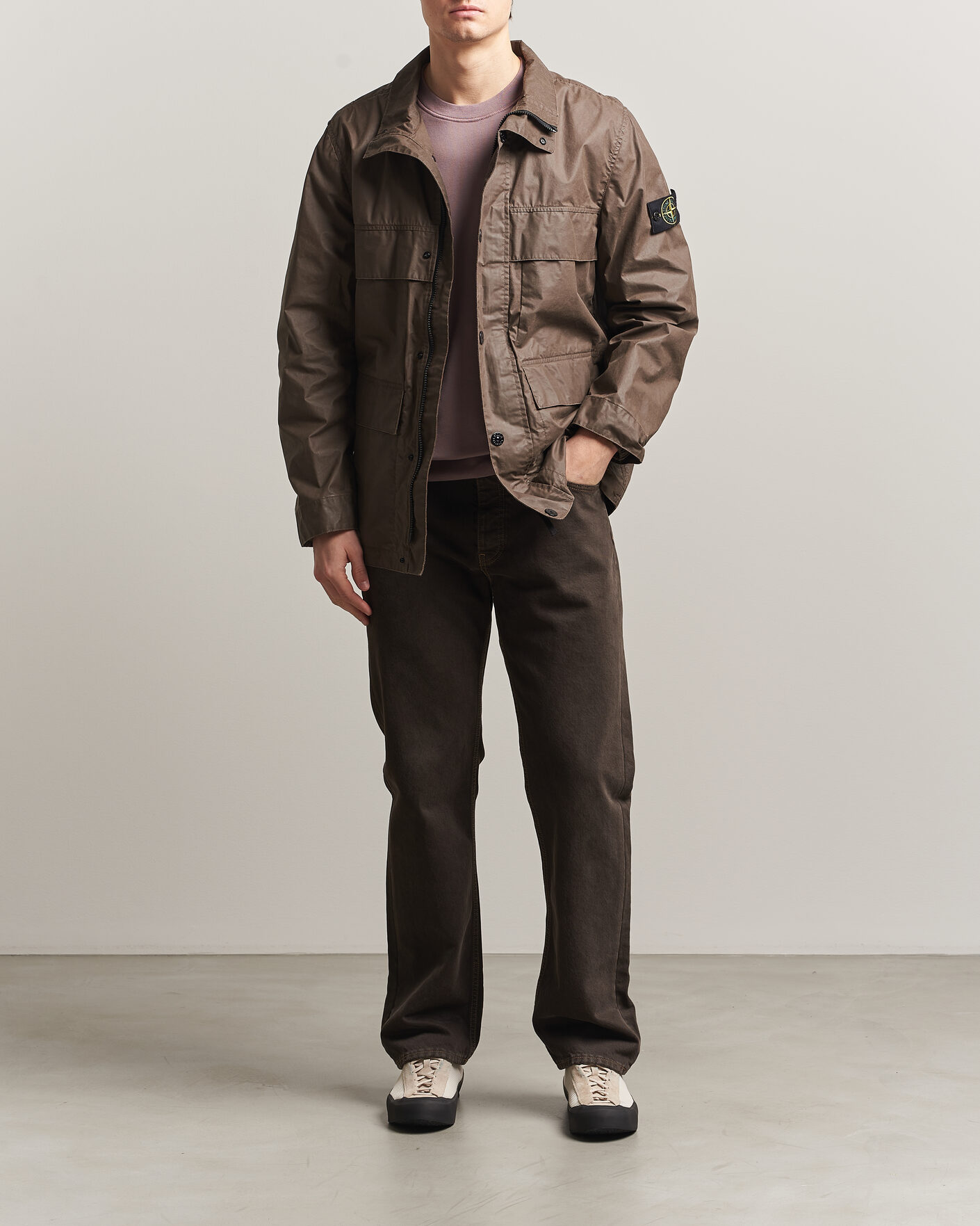 Men | Coats & Jackets | Stone Island | Waxed Pigment Cotton Tela Field Jacket Umber