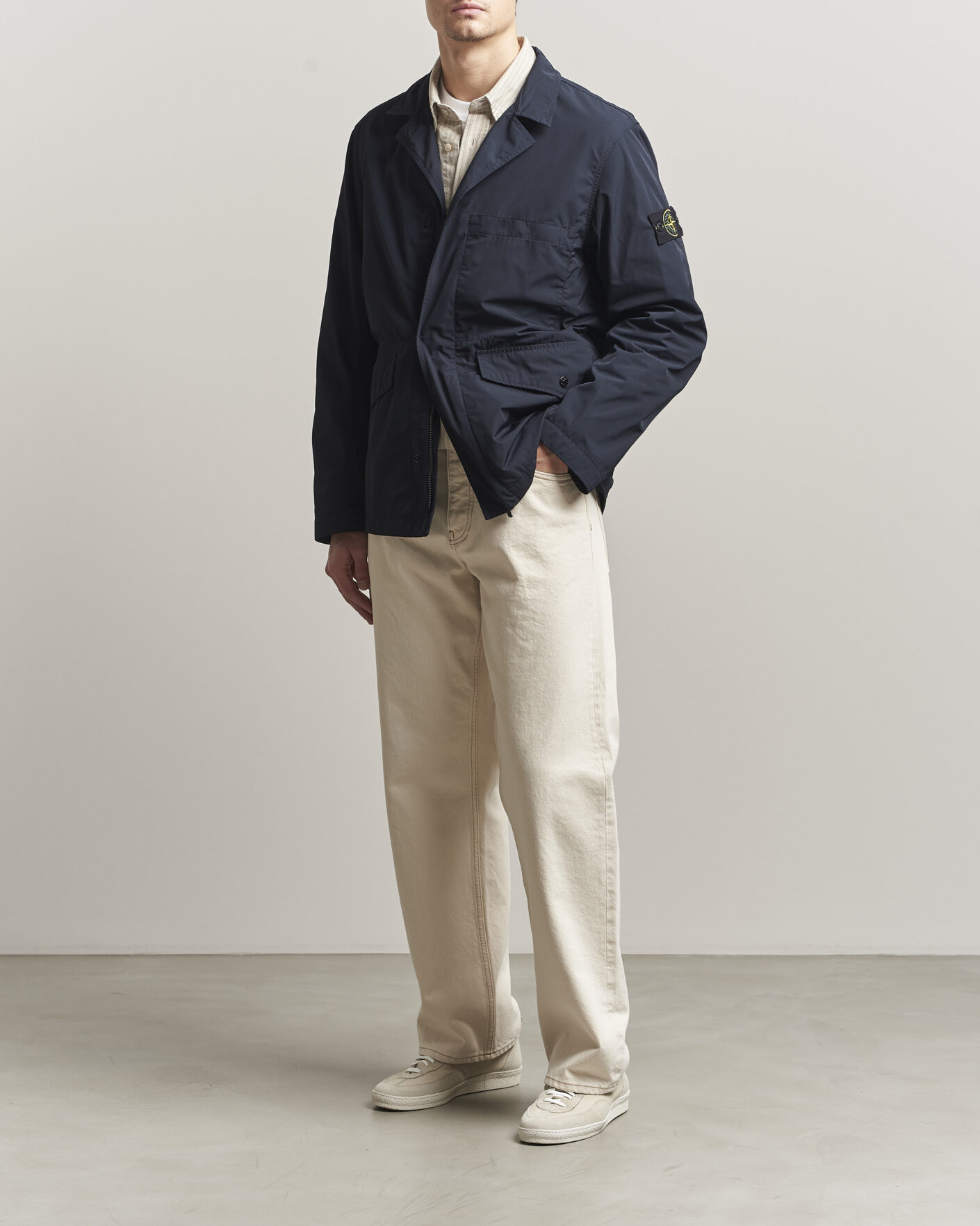 Stone Island Micro Twill Blazer Jacket Navy at CareOfCarl.com