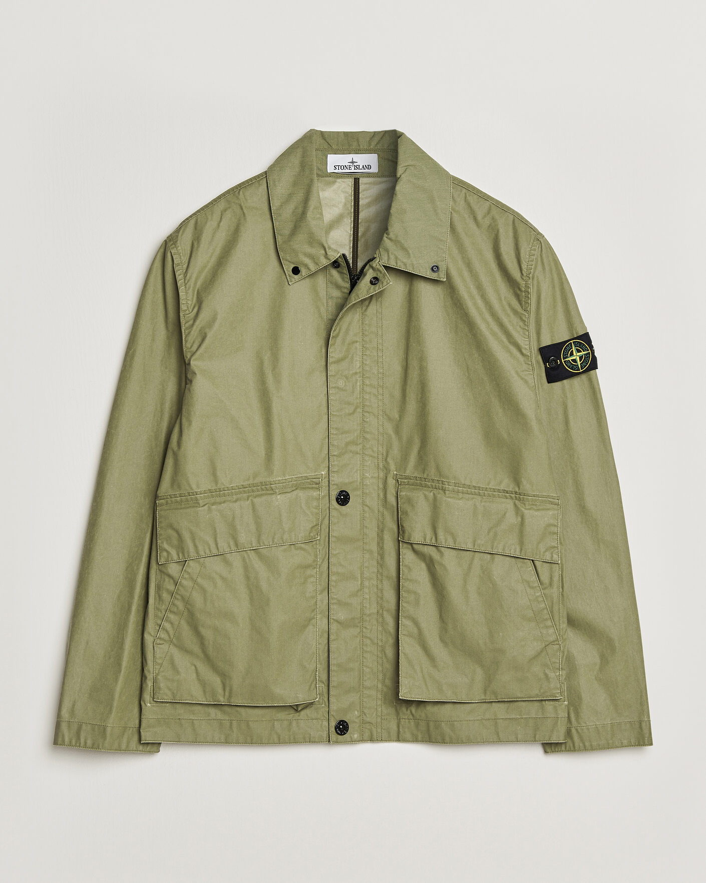 Men | Coats & Jackets | Stone Island | Waxed Pigment Cotton Tela Coach Jacket Military Green