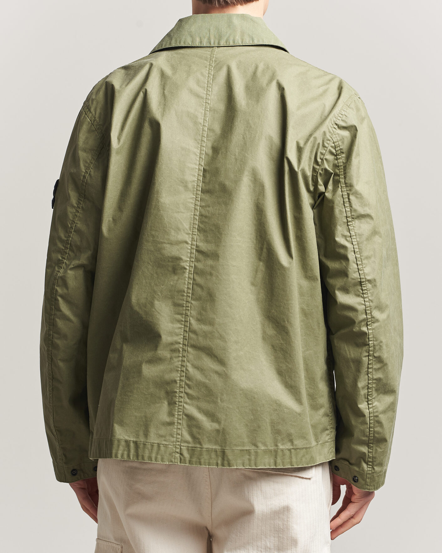 Men | Coats & Jackets | Stone Island | Waxed Pigment Cotton Tela Coach Jacket Military Green