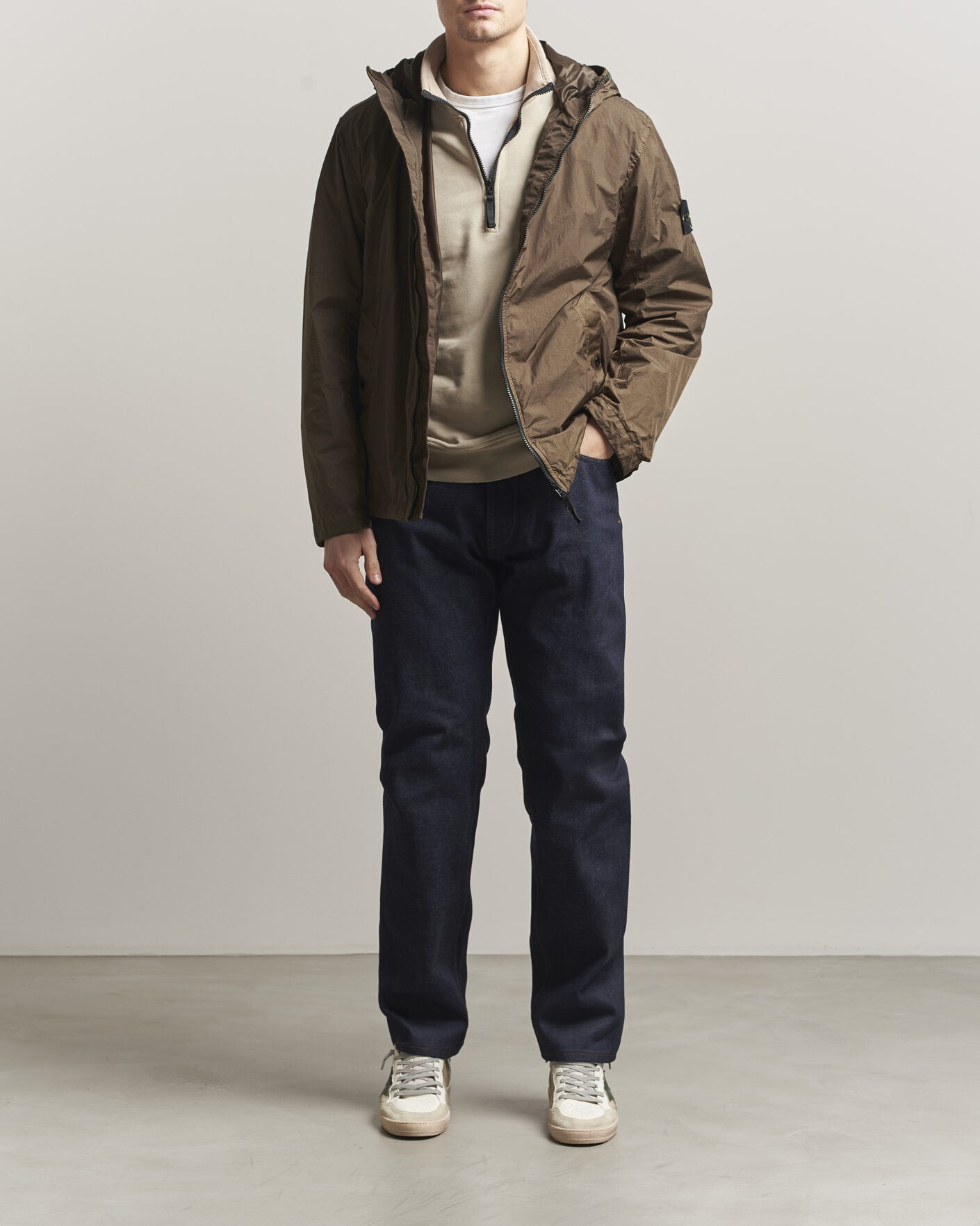 Men | Coats & Jackets | Stone Island | Crinkle Reps Padded Hood Jacket Umber