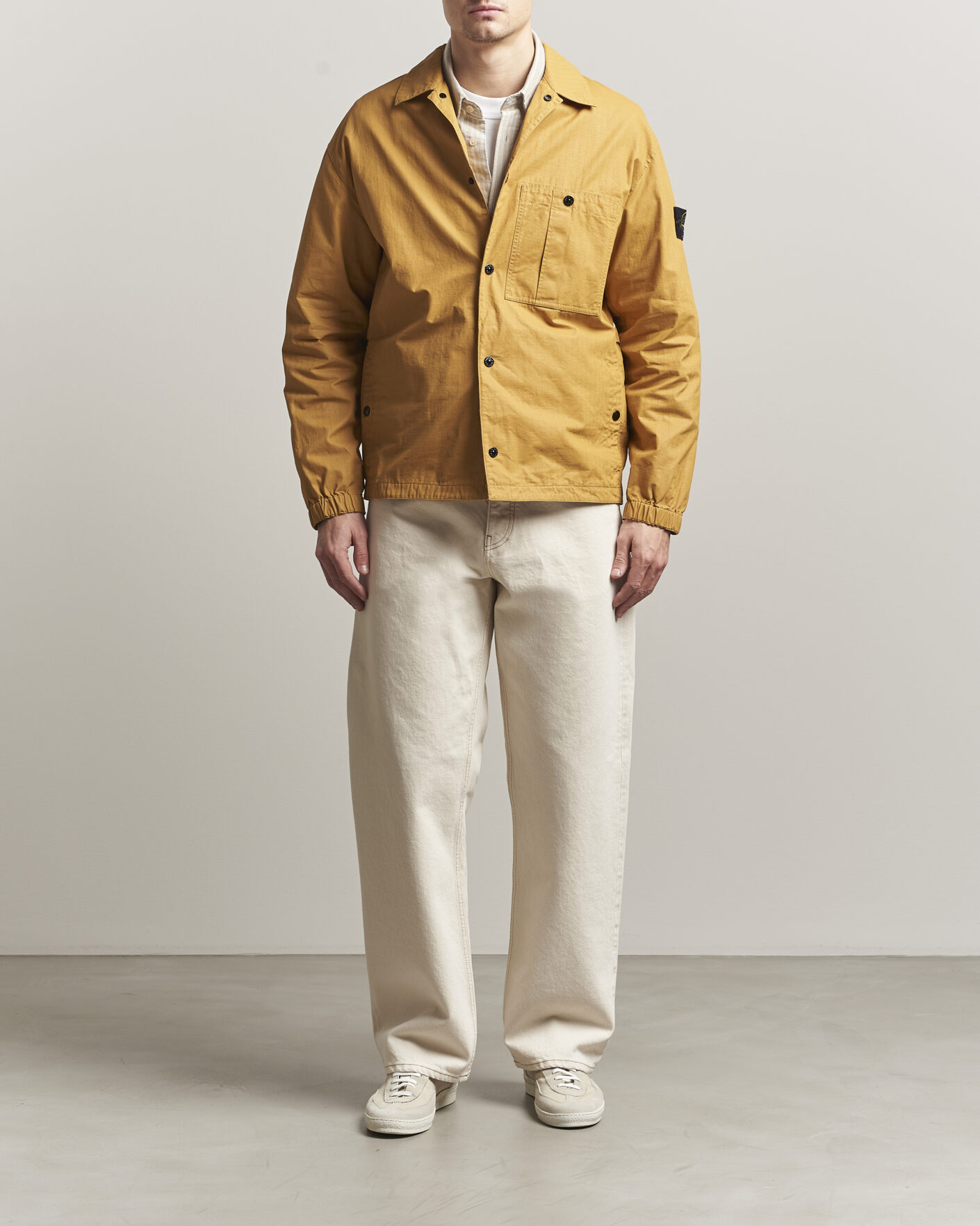 Men | Coats & Jackets | Stone Island | Double Coated Cotton Ripstop Overshirt Mustard