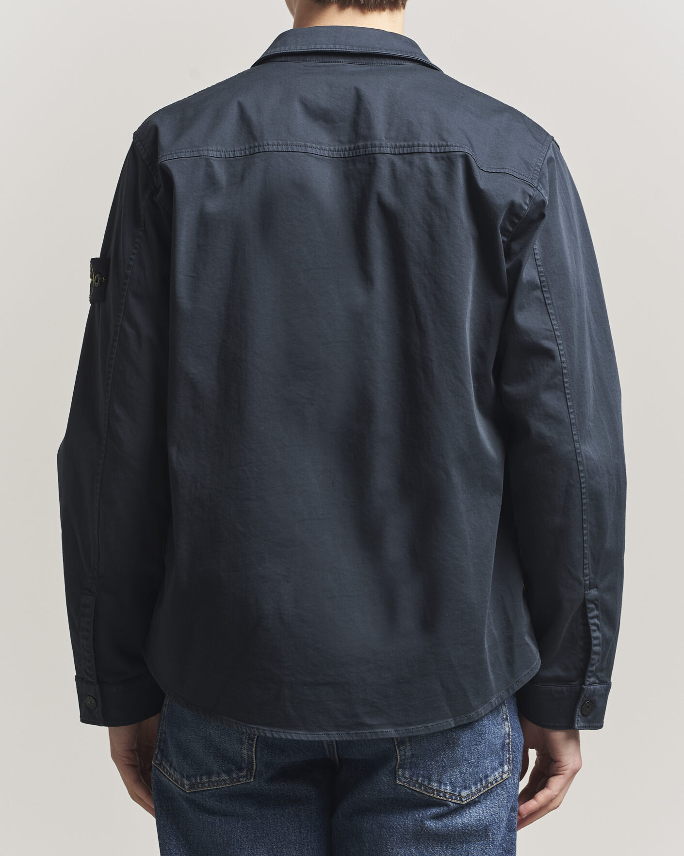 Men | Shirts | Stone Island | Cotton Stretch Zip Overshirt Navy