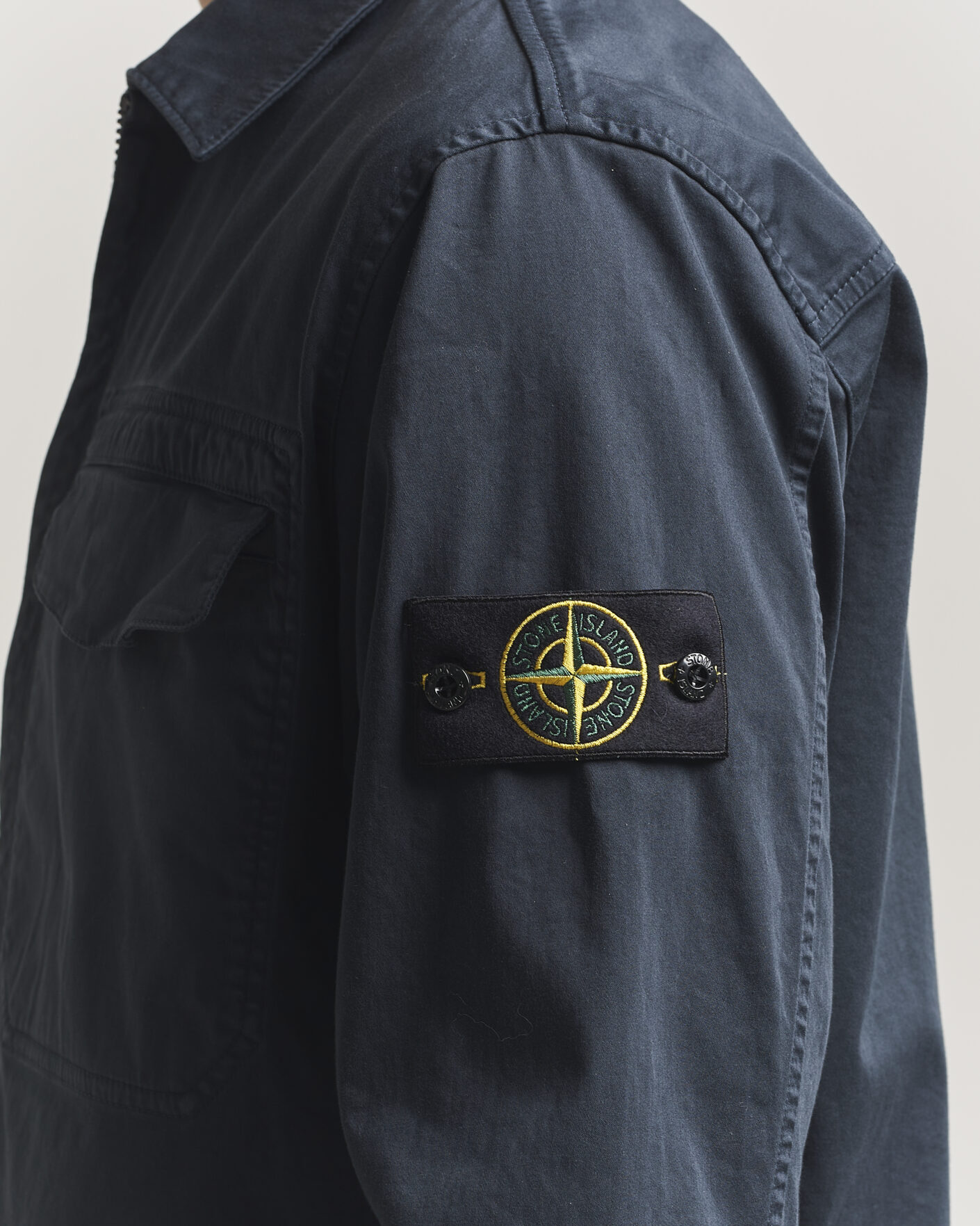 Men | Shirts | Stone Island | Cotton Stretch Zip Overshirt Navy