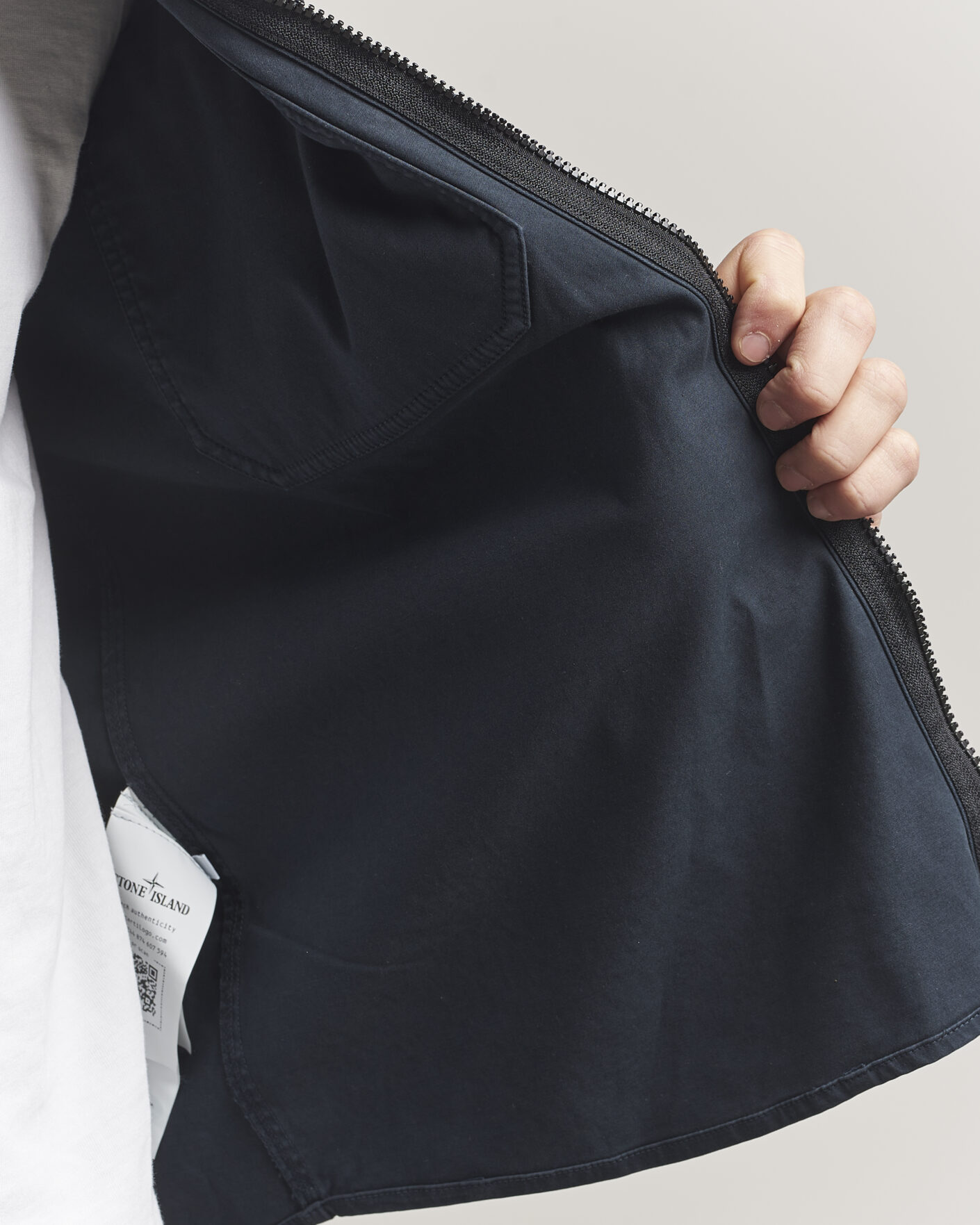 Men | Shirts | Stone Island | Cotton Stretch Zip Overshirt Navy