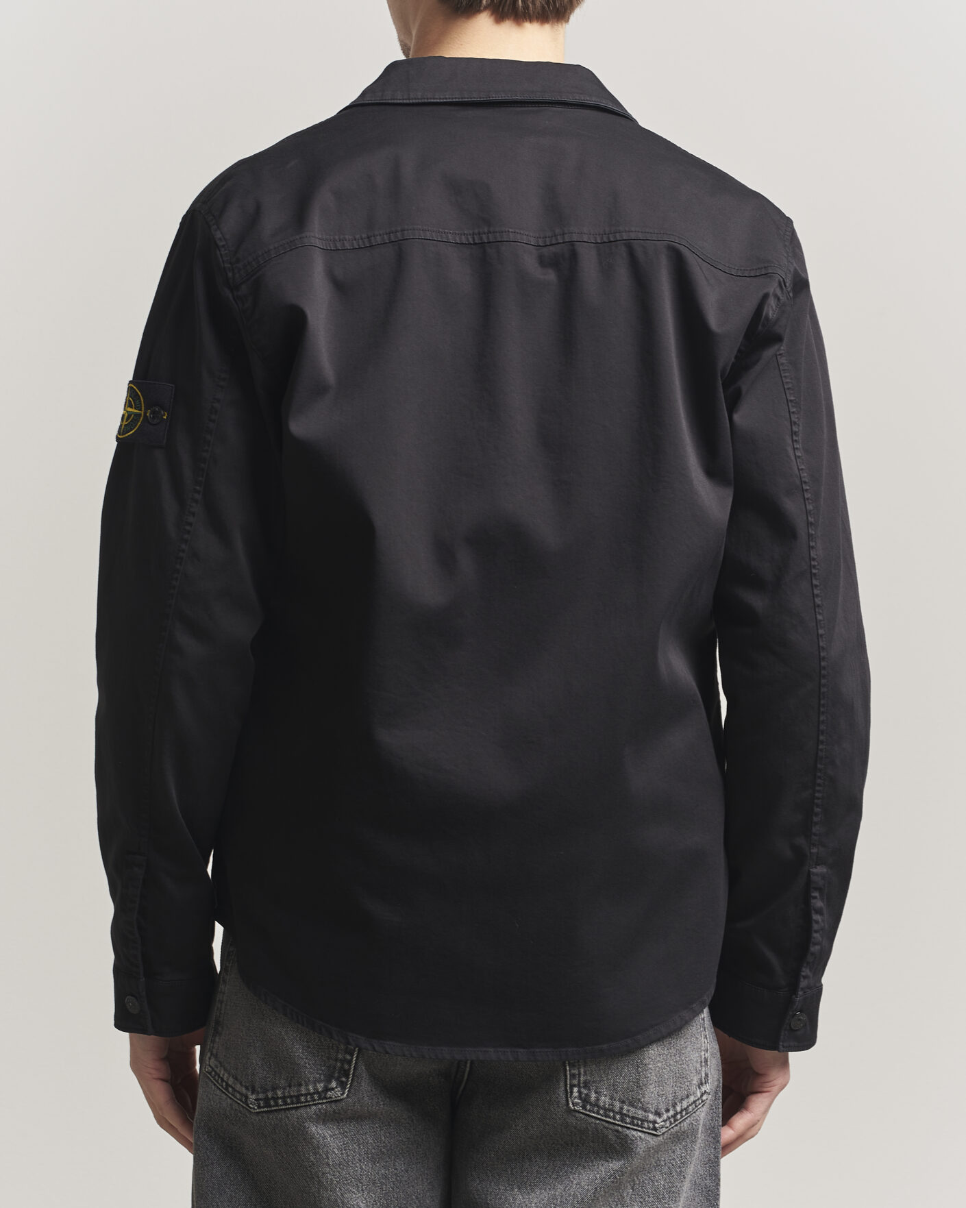 Men | Shirts | Stone Island | Cotton Stretch Zip Overshirt Black