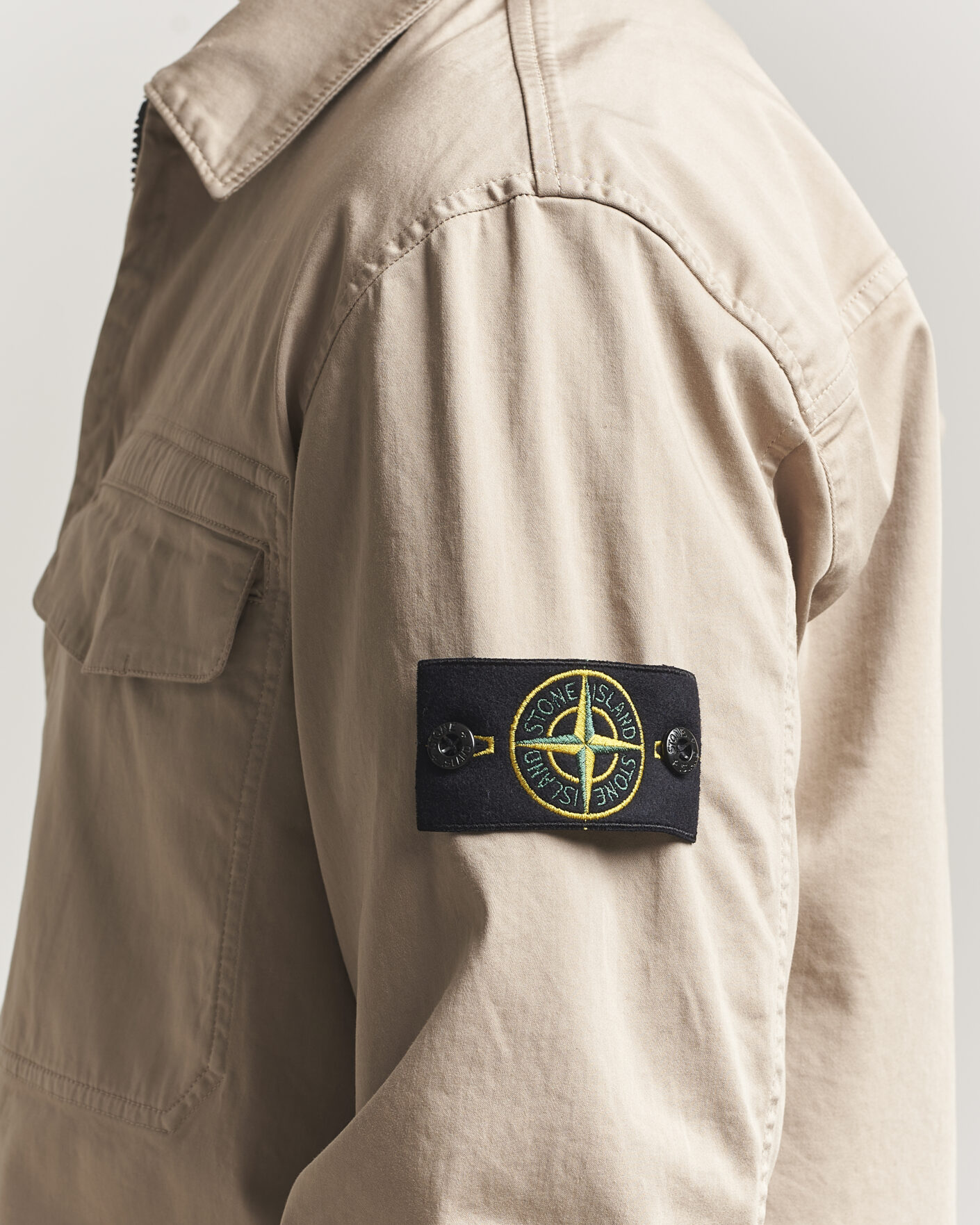 Men | Shirts | Stone Island | Cotton Stretch Zip Overshirt Desert