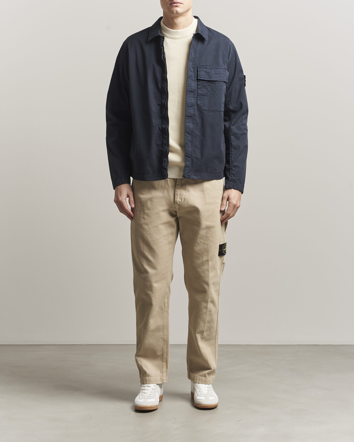 Men | Coats & Jackets | Stone Island | Organic Cotton Twill Overshirt Navy