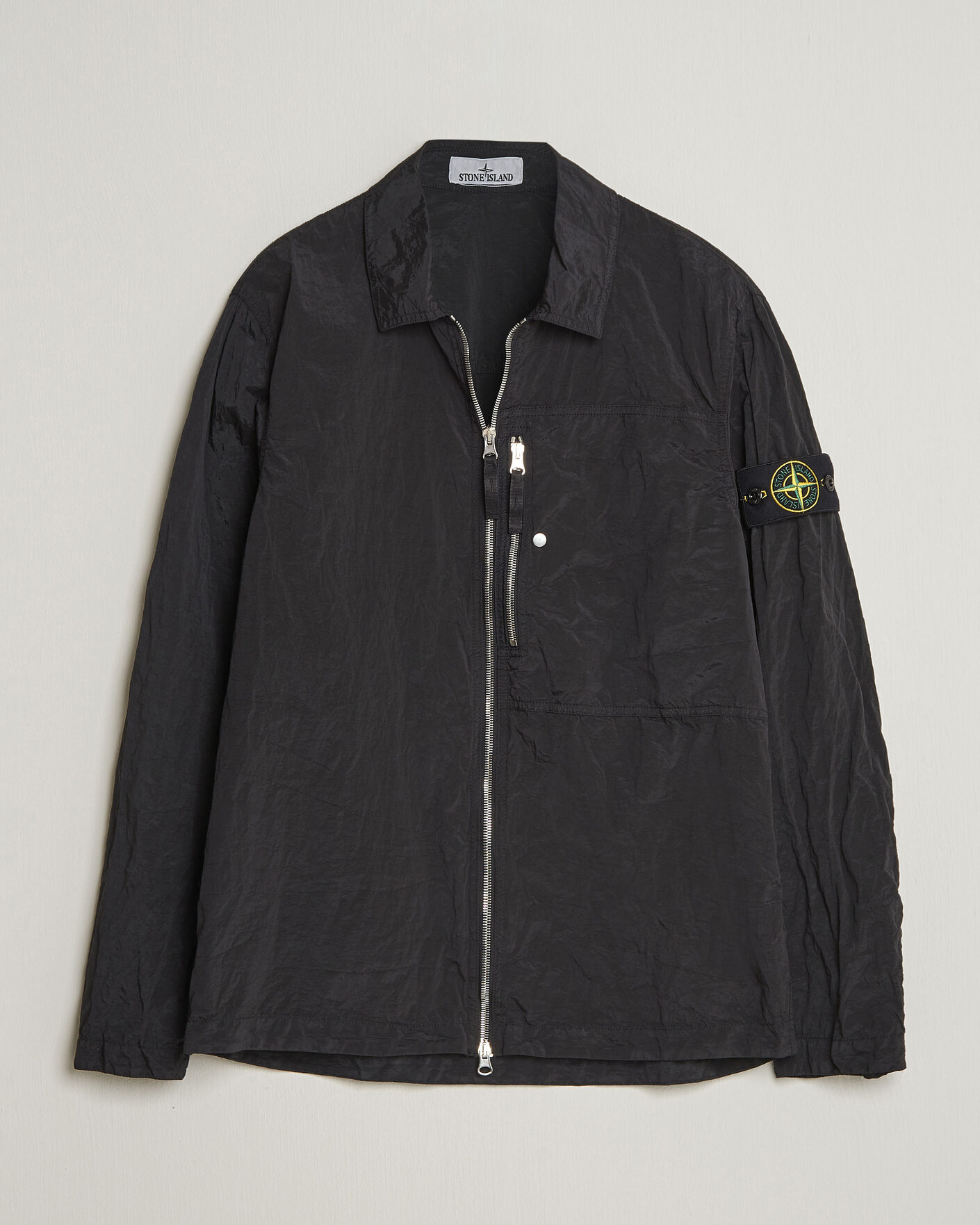 Stone Island Nylon Metal Zip Overshirt Black at CareOfCarl.com