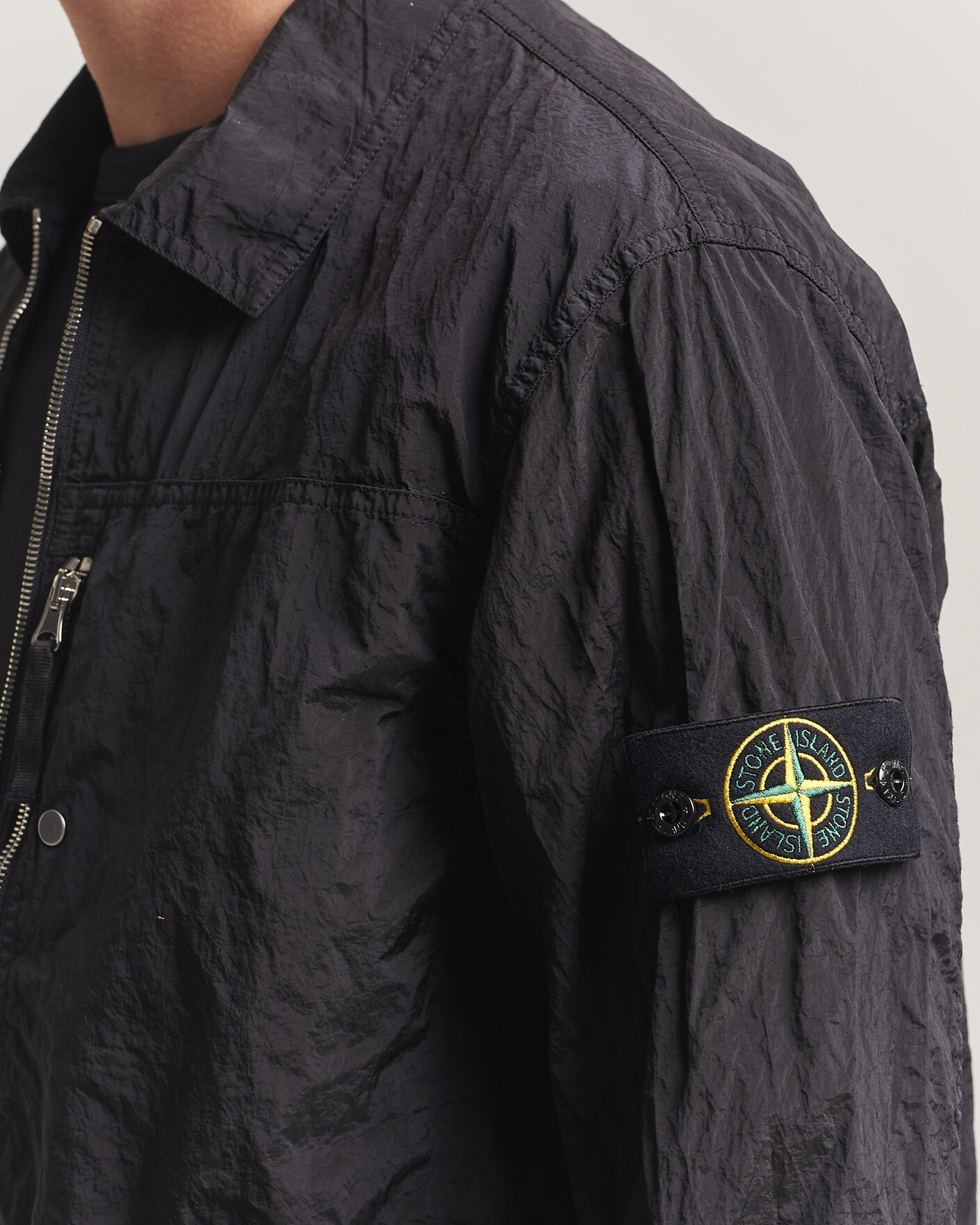 Men | Shirts | Stone Island | Nylon Metal Zip Overshirt Black